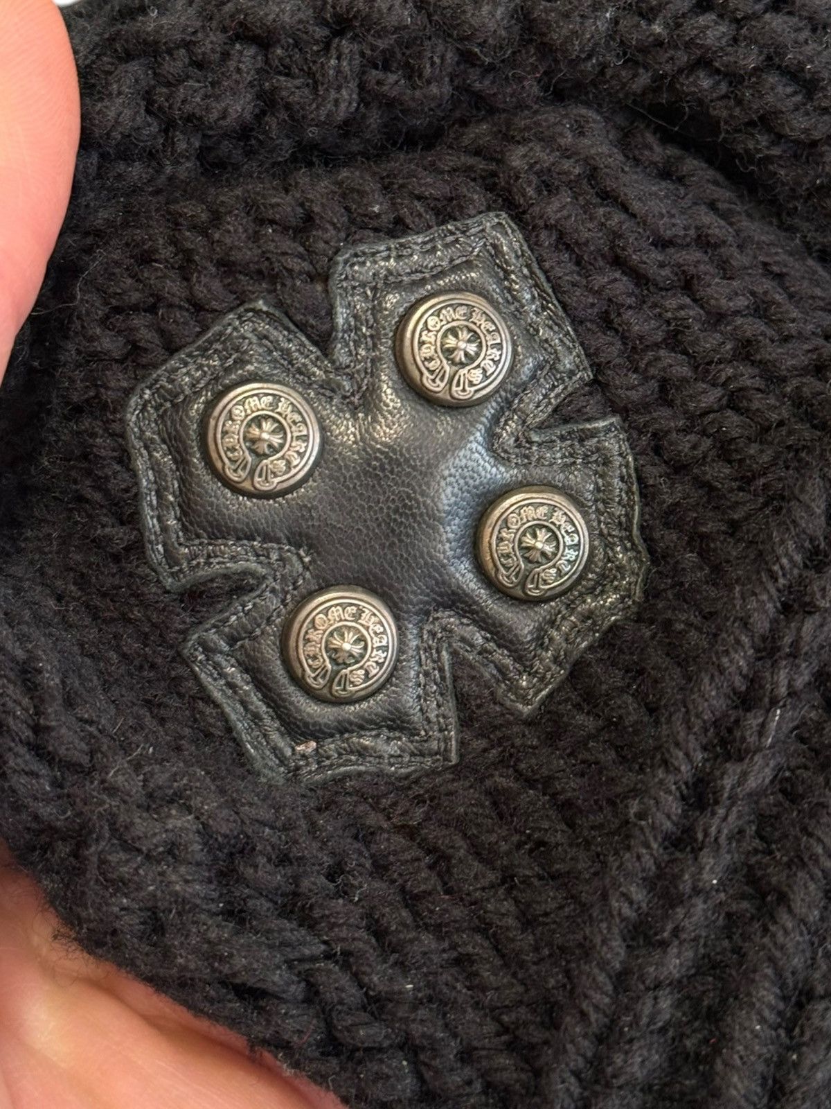 Chrome Hearts RARE Filigree 3rd Eye Silver Cross Patch Pom Beanie Size ONE SIZE - 4 Thumbnail