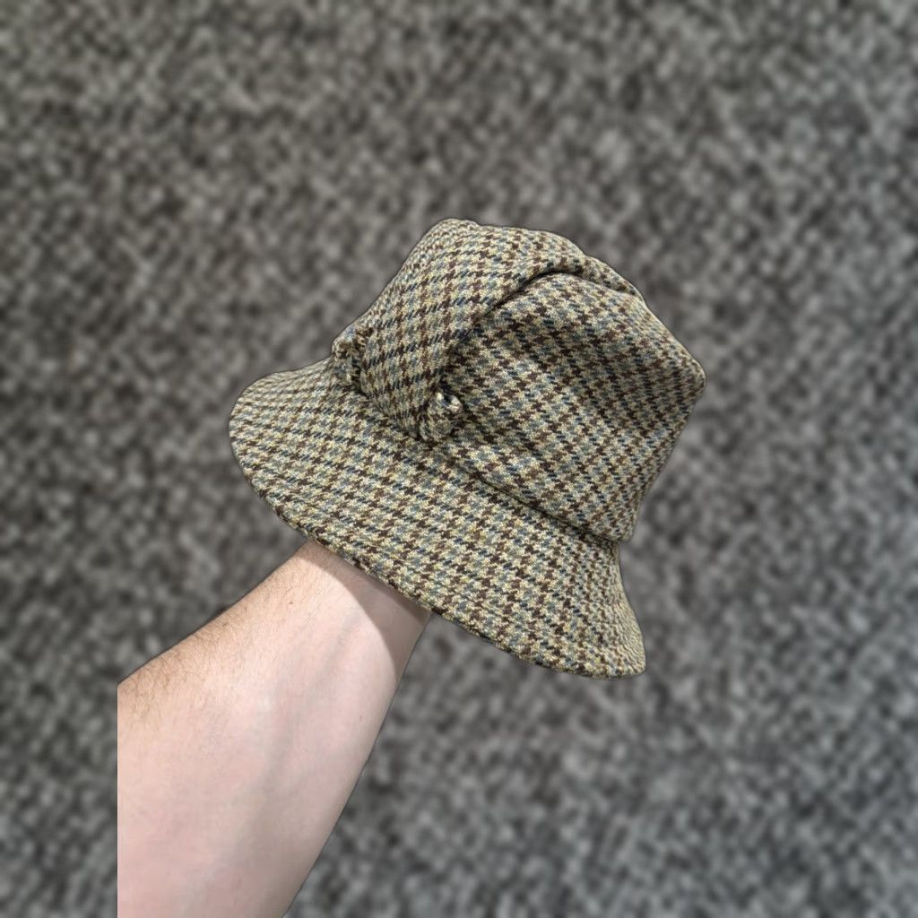 VINTAGE Holland & Holland Fedora Hat Wool Houndstooth Harris Tweed Brown S Wool Lightweight Lined Wide Brim Outdoor Men Hat Cap Small