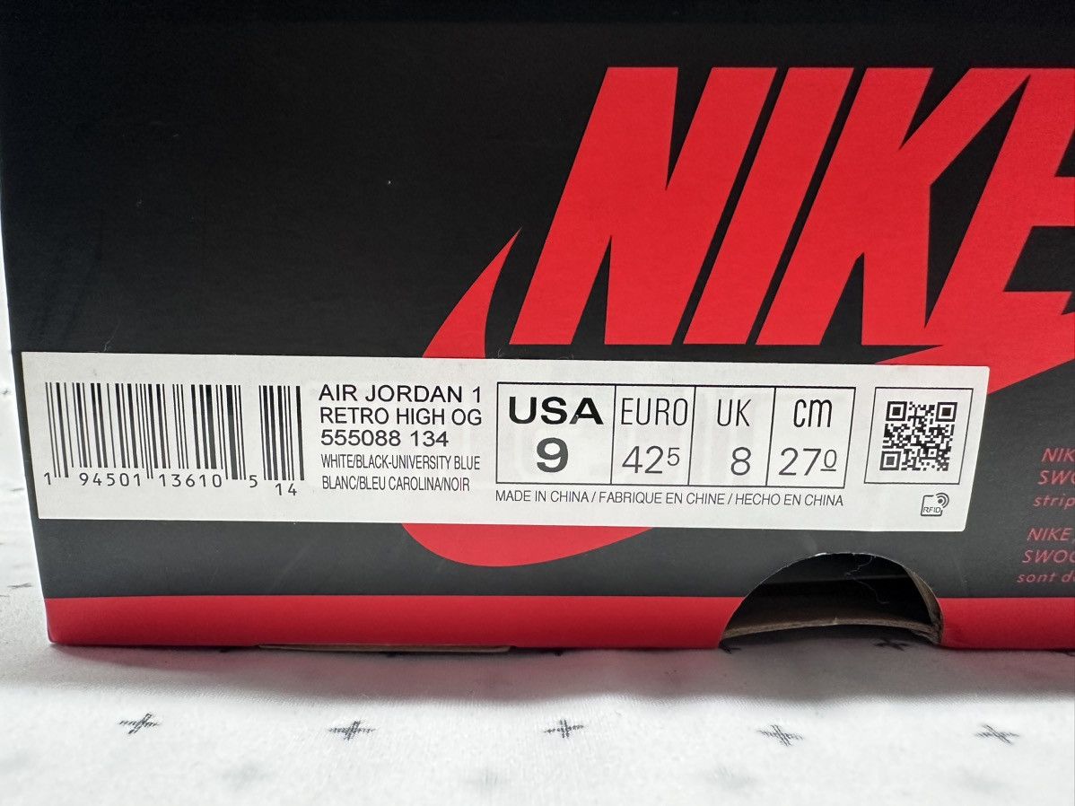 Nike University Blue Air Jordan 1 Retro High *used Size US 9 / EU 42 - 21 Thumbnail