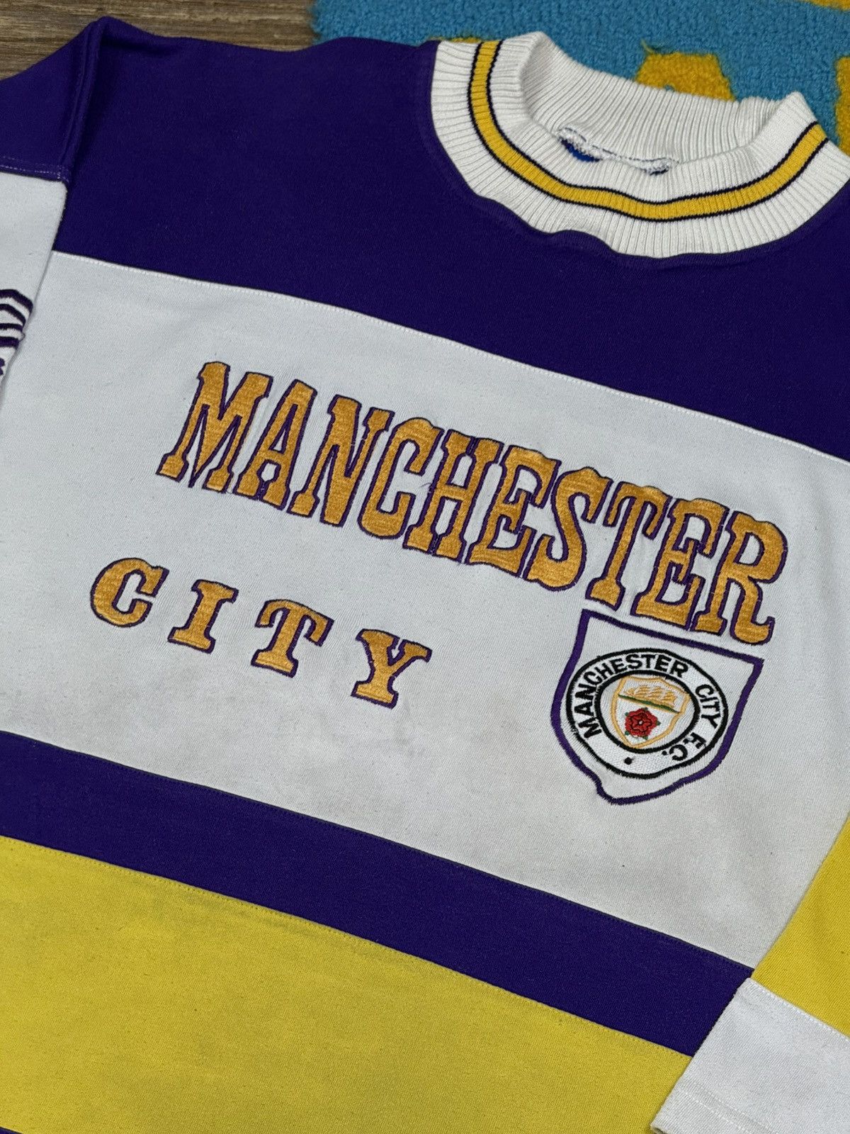 Umbro Vintage Umbro Manchester City 90 Big Logo White Sweatshirt Size US XL / EU 56 / 4 - 5 Thumbnail