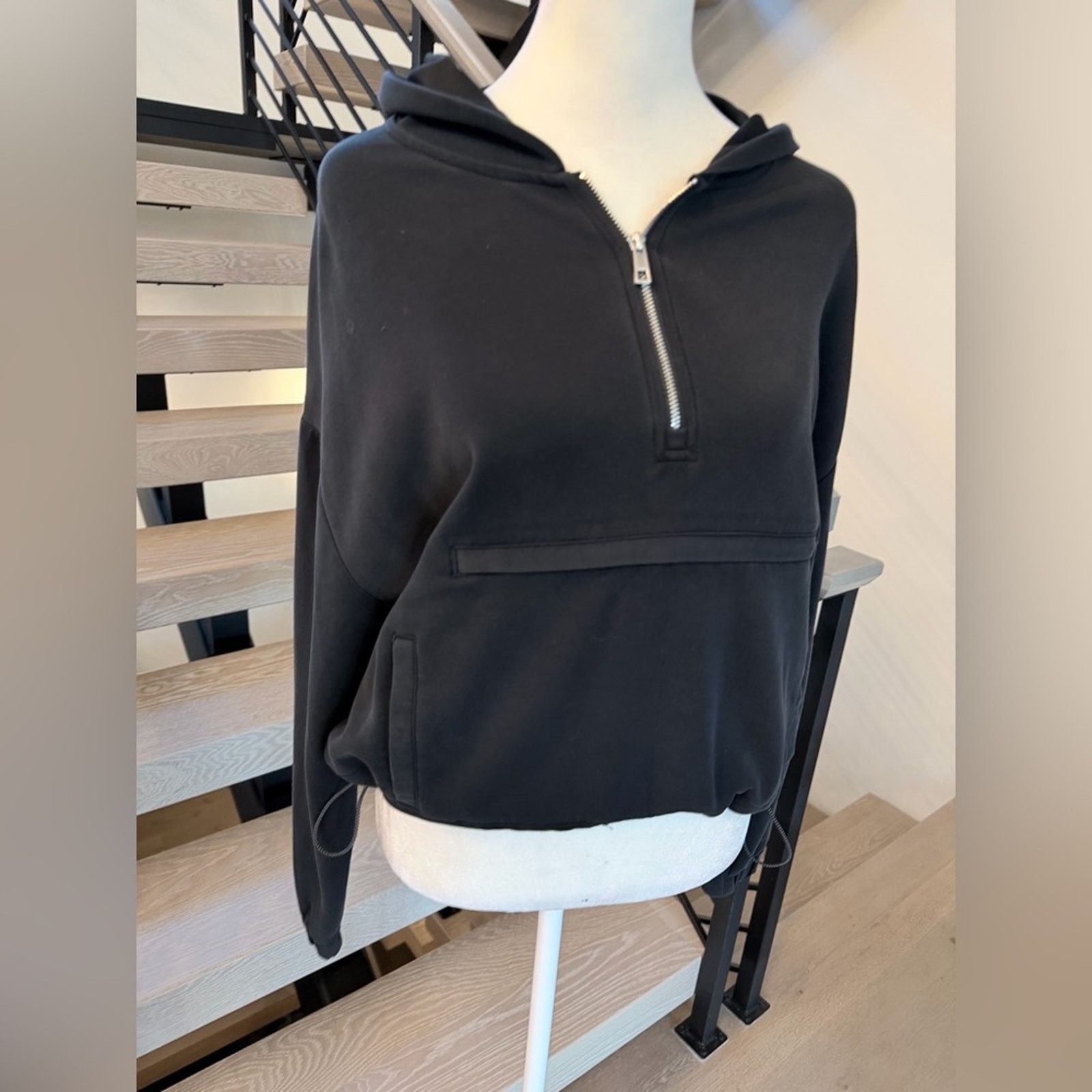 Other Oysho Soft Y2K Black Half-Zip Sweater with a Hood size XS/S Size XS / US 0-2 / IT 36-38 - 2 Thumbnail
