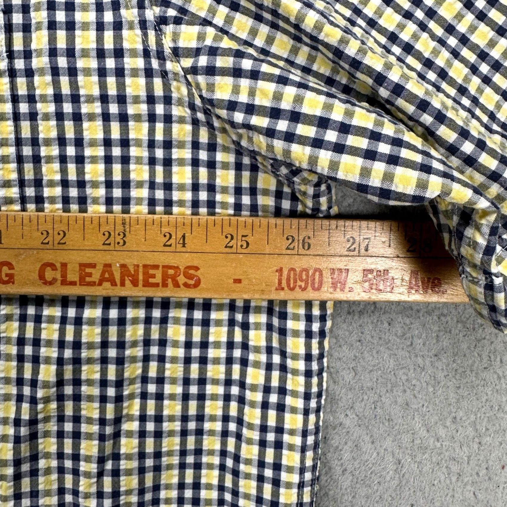 Chaps Chaps Button-Down Shirt 2XL Yellow Blue Plaid Seersucker Short Sleeve Pocket Mens Shirt Size US XXL / EU 58 / 5 - 7 Thumbnail