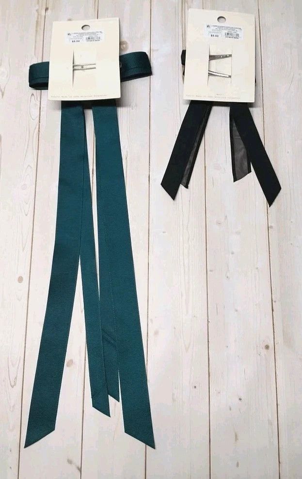 Other 2Pk A New Day Velvet Hair Bow Barrettes Green Black NWT Size ONE SIZE - 4 Thumbnail