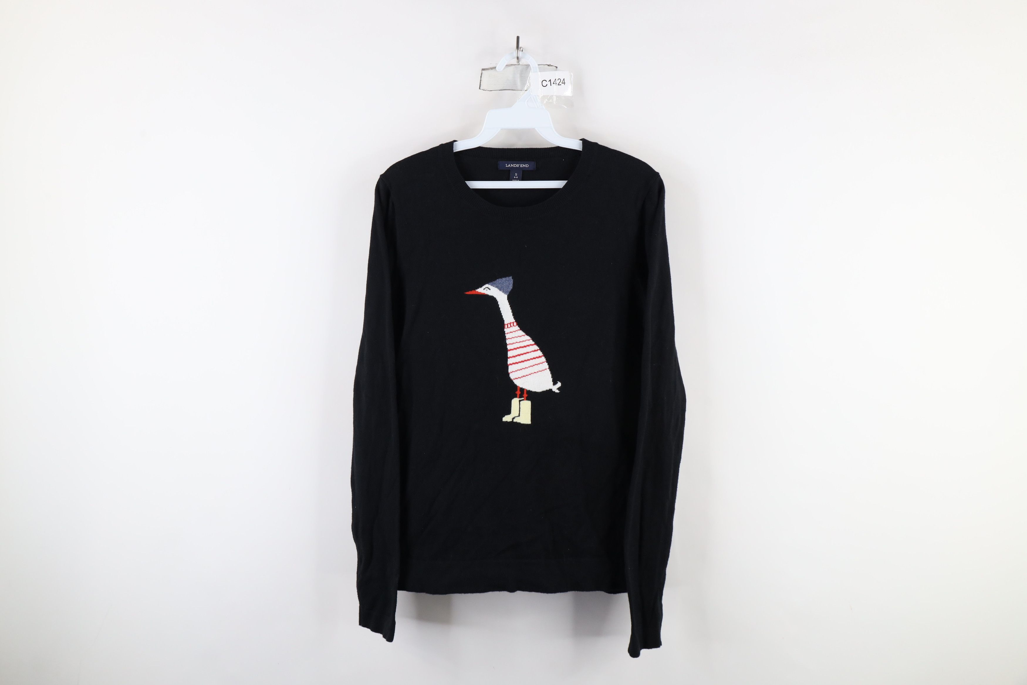 Lands' End × Vintage Vintage Lands End Duck Cashmere Blend Knit Sweater Black Size S / US 4 / IT 40 - 1 Thumbnail