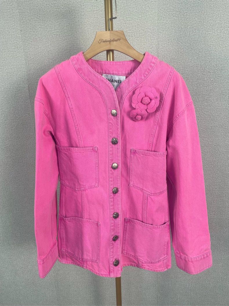 Chanel Chanel Pink Denim Jacket Size 36 - dmc Size US S / EU 44-46 / 1 - 1 Thumbnail