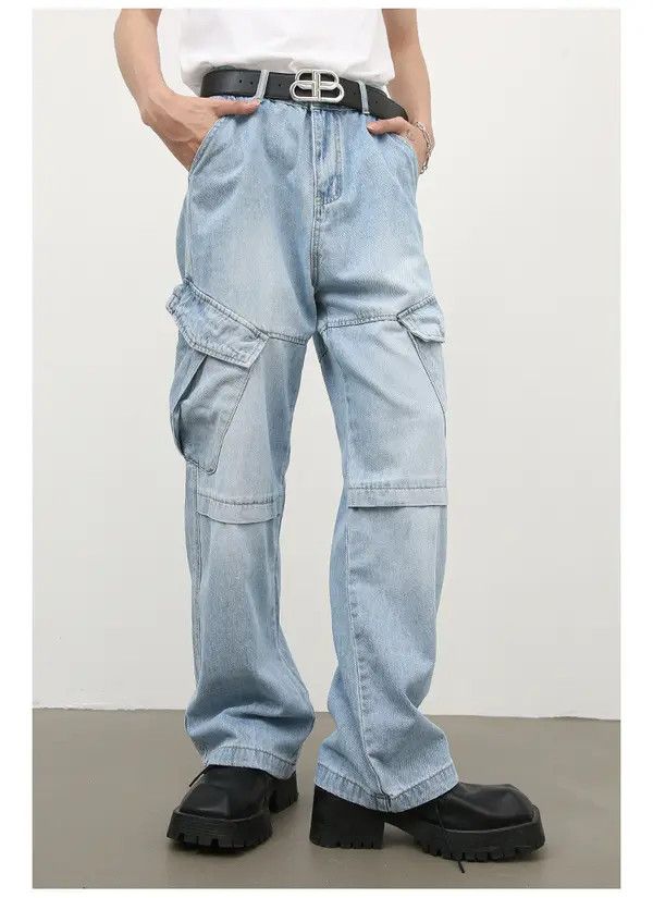 Japanese Brand American retro men's high street loose cargo jeans Size US 32 / EU 48 - 7 Thumbnail