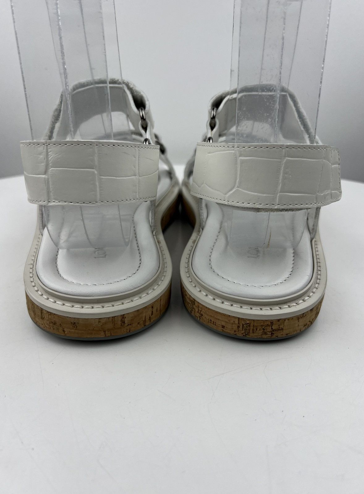 Louis Vuitton LOUIS VUITTON Sandals Textured Leather Shoes Cork Sole LV Size US 9 / EU 42 - 11 Thumbnail
