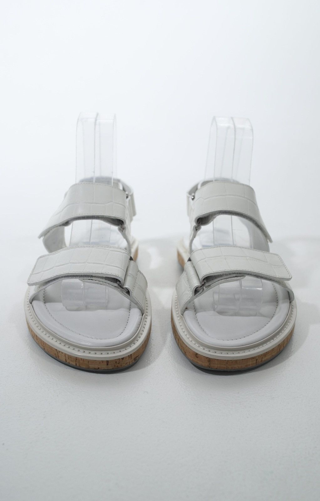 Louis Vuitton LOUIS VUITTON Sandals Textured Leather Shoes Cork Sole LV Size US 9 / EU 42 - 4 Thumbnail