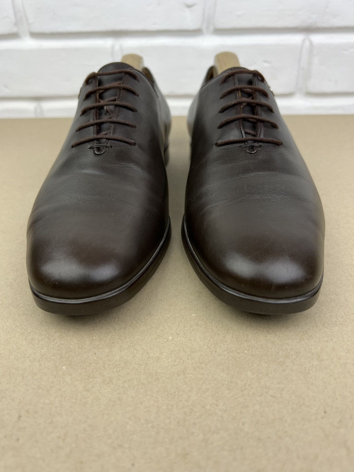 Gucci GUCCI Oxfords Leather Shoes Lace Up GG Metal Logo Brown Mens Size US 8.5 / EU 41-42 - 7 Thumbnail