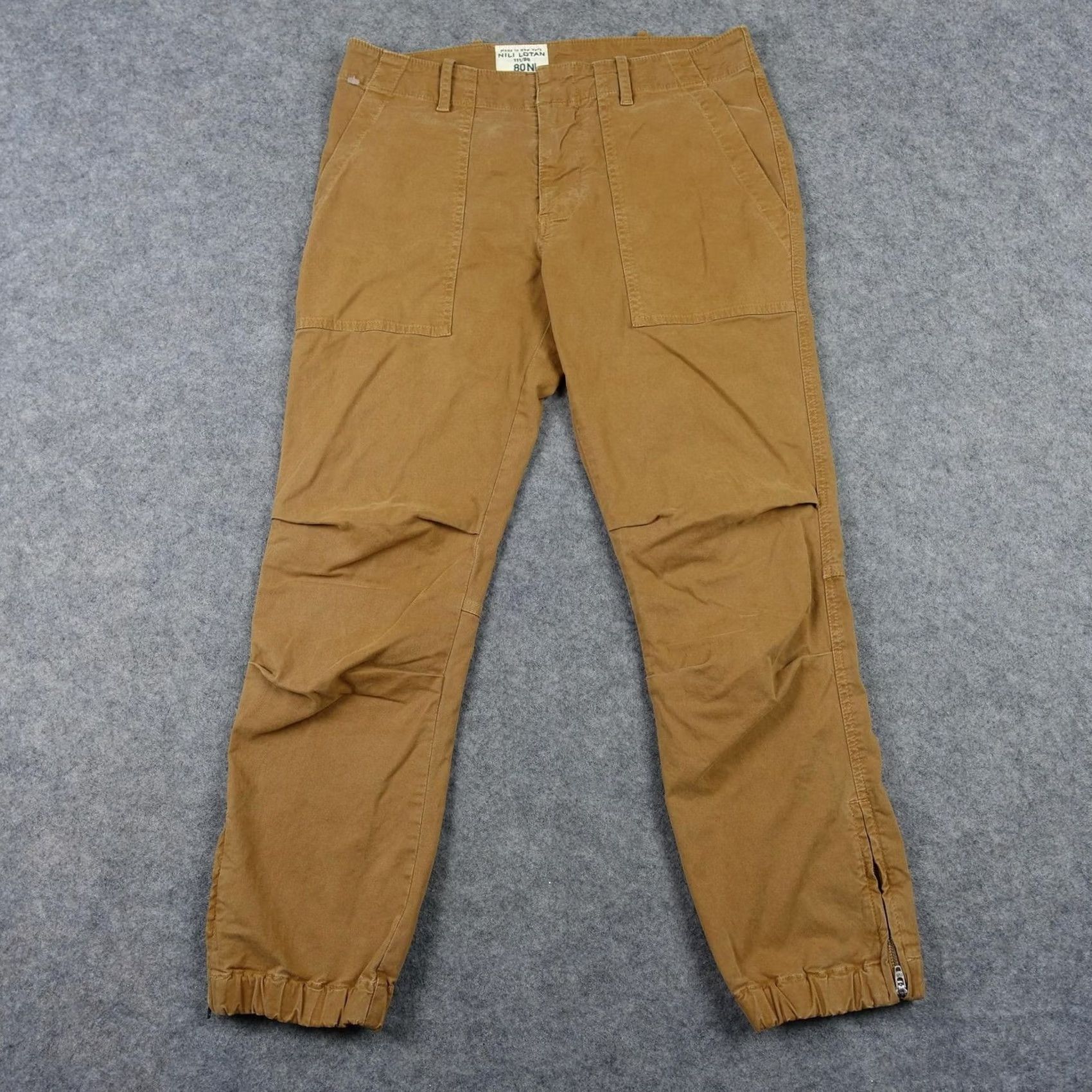 Nili Lotan Nili Lotan Pants Womens 4 Brown Twill Jogger Ankle Zip Cuffed Pockets Casual 80 Size 27" / US 4 / IT 40 - 2 Thumbnail