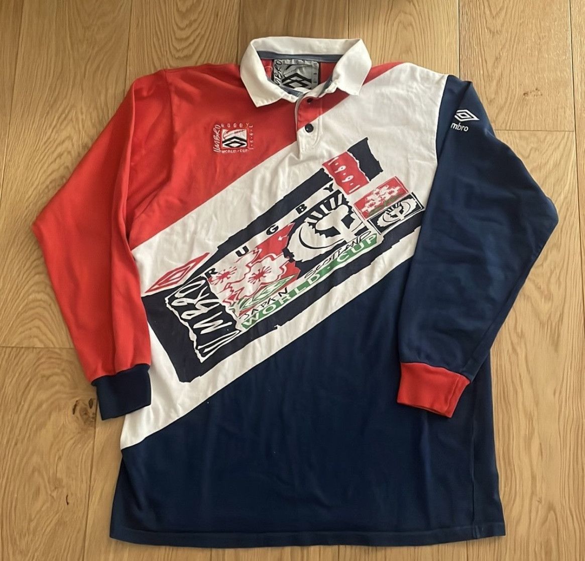 Umbro Vintage Rugby Shirt Long Sleeve Colorblock 90s Polo