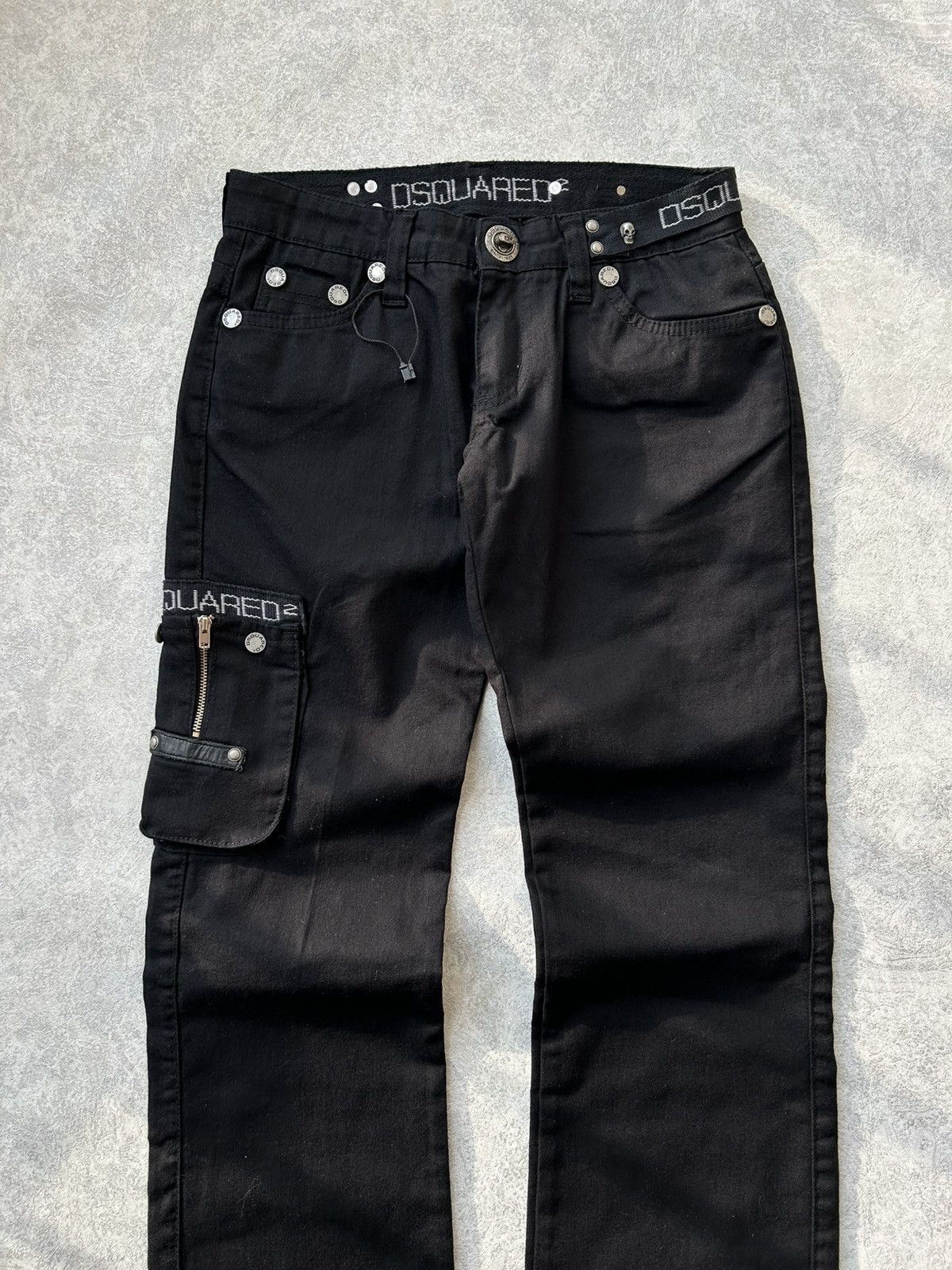 Dsquared2 Vintage 2000s Dsquared2 Black Cargo Pants Metal Skulls Size 27" / US 4 / IT 40 - 3 Thumbnail