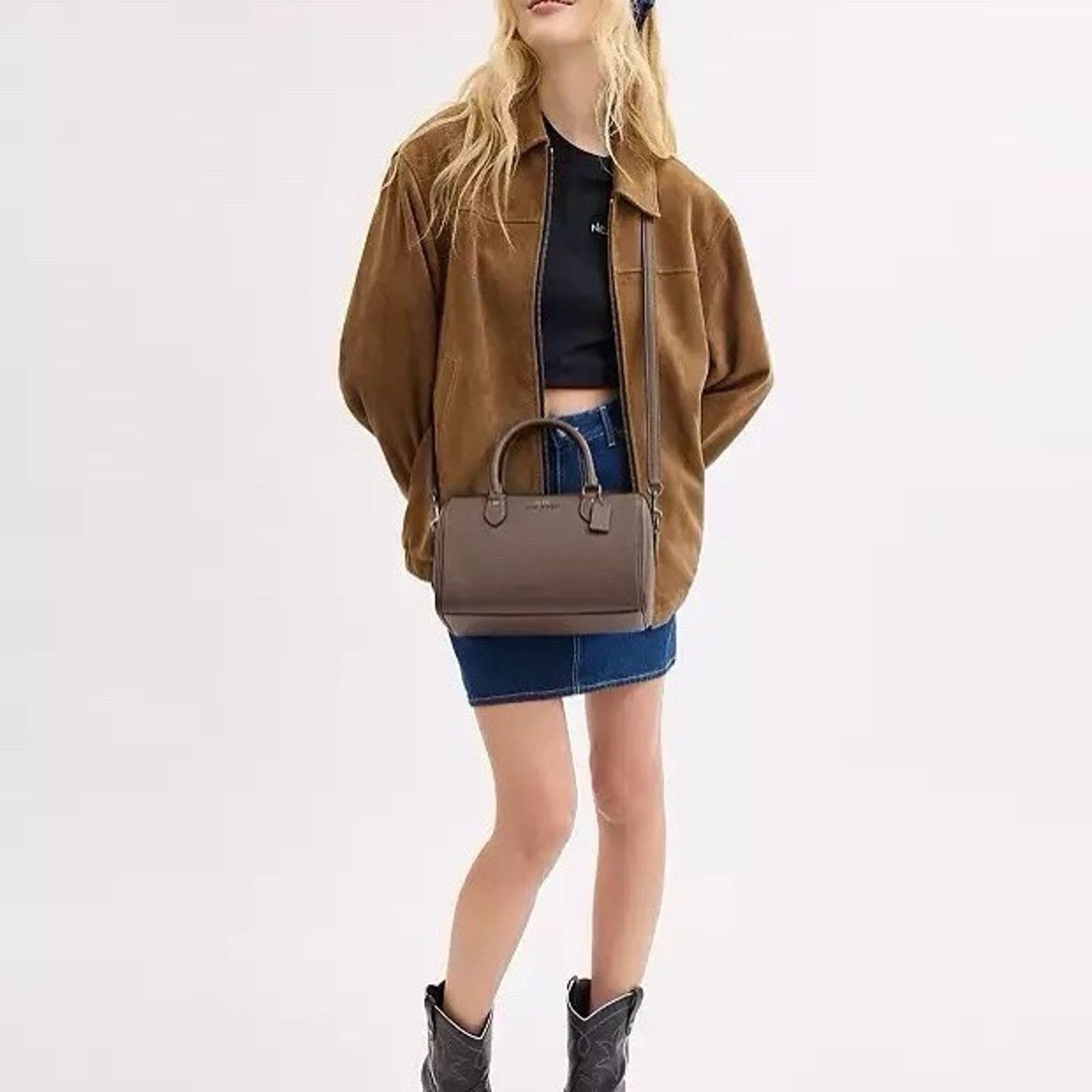 Coach NWT Coach Rowan Satchel CV962 Pebbled Leather Qb/Dark Stone Size ONE SIZE - 6 Thumbnail