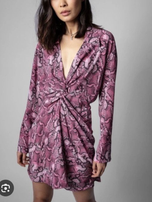 Zadig & Voltaire Zadig & Voltaire Défilé Rozo Snake Silk Print Dress Size L / US 10 / IT 46 - 1 Thumbnail