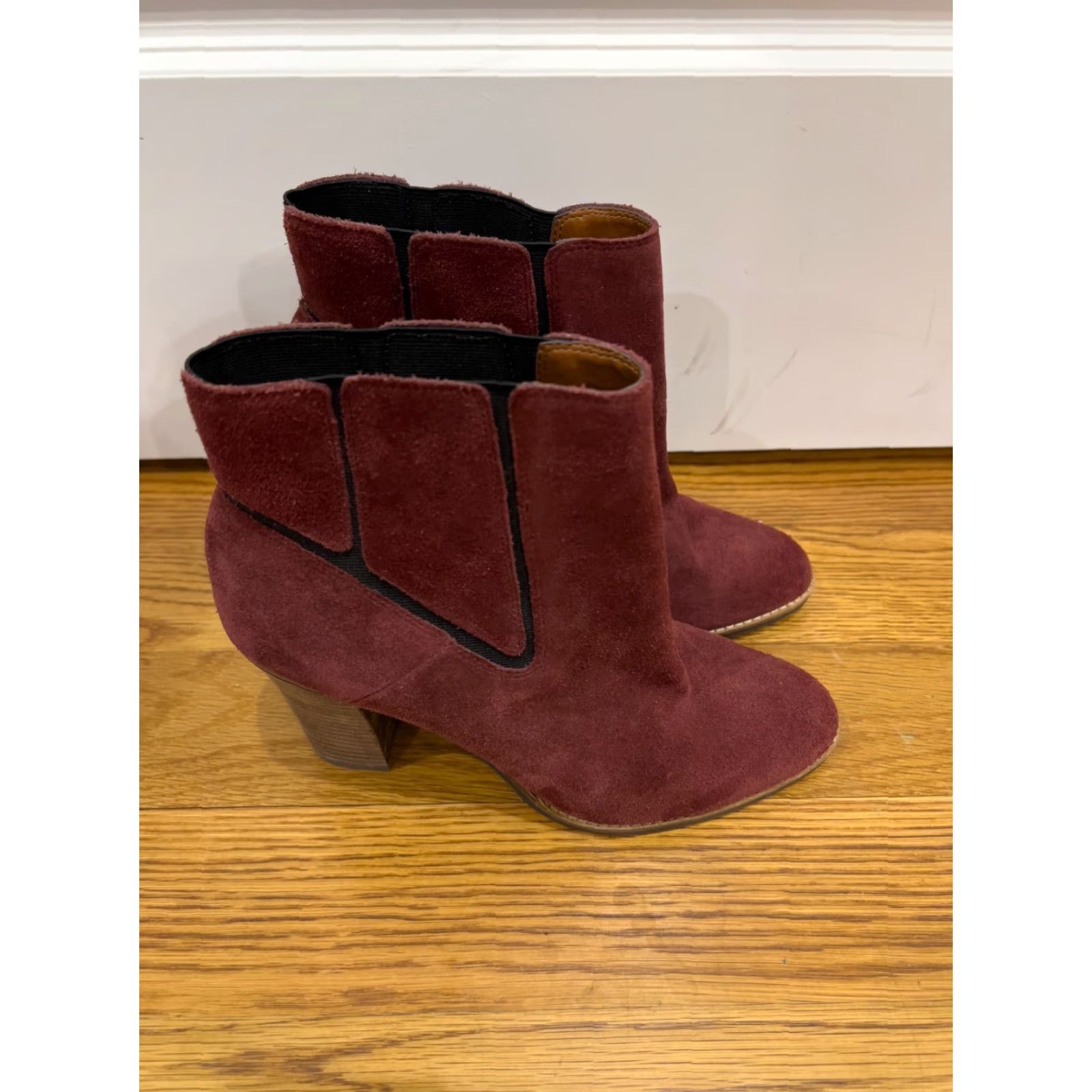 Lucky Brand VINTAGE Lucky Brand Women's Ankle Boot Suede Leather Boho Maldeev Maroon Size 10M High Heel Size US 10 / IT 40 - 6 Thumbnail