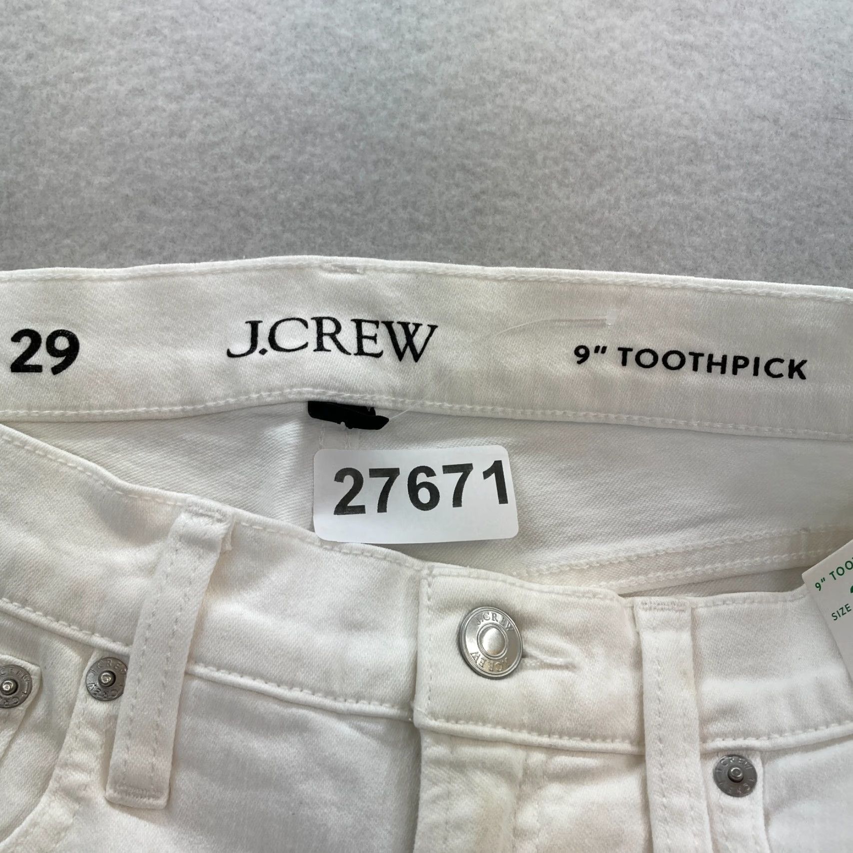 J.CREW Toothpick Jeans Women\'s 29 White Stretch Denim Skinny Ankle Mid Rise Jeans