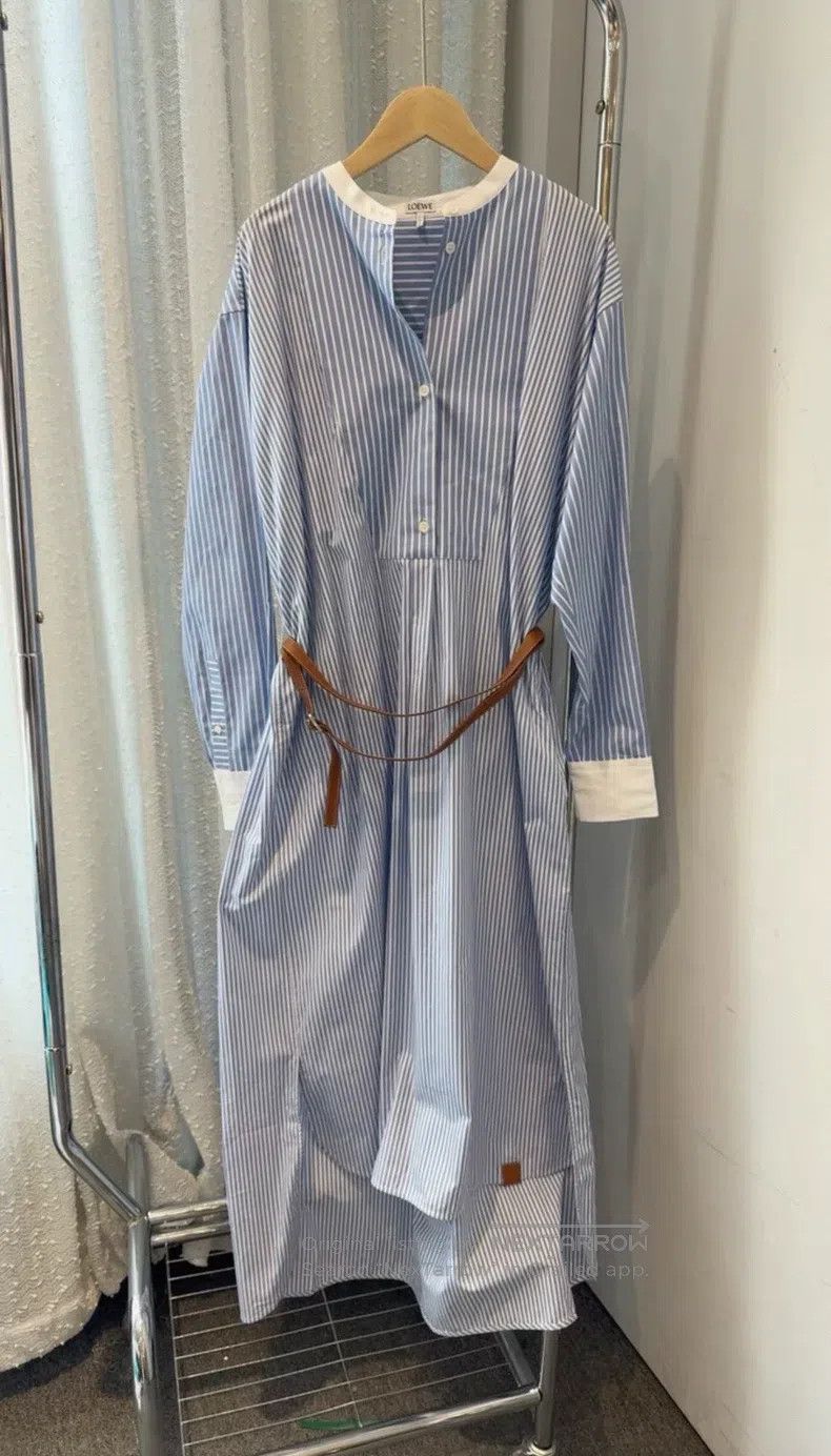 Loewe Loewe Navy and white striped dress, all cotton fabric, wit Size M / US 6-8 / IT 42-44 - 1 Thumbnail