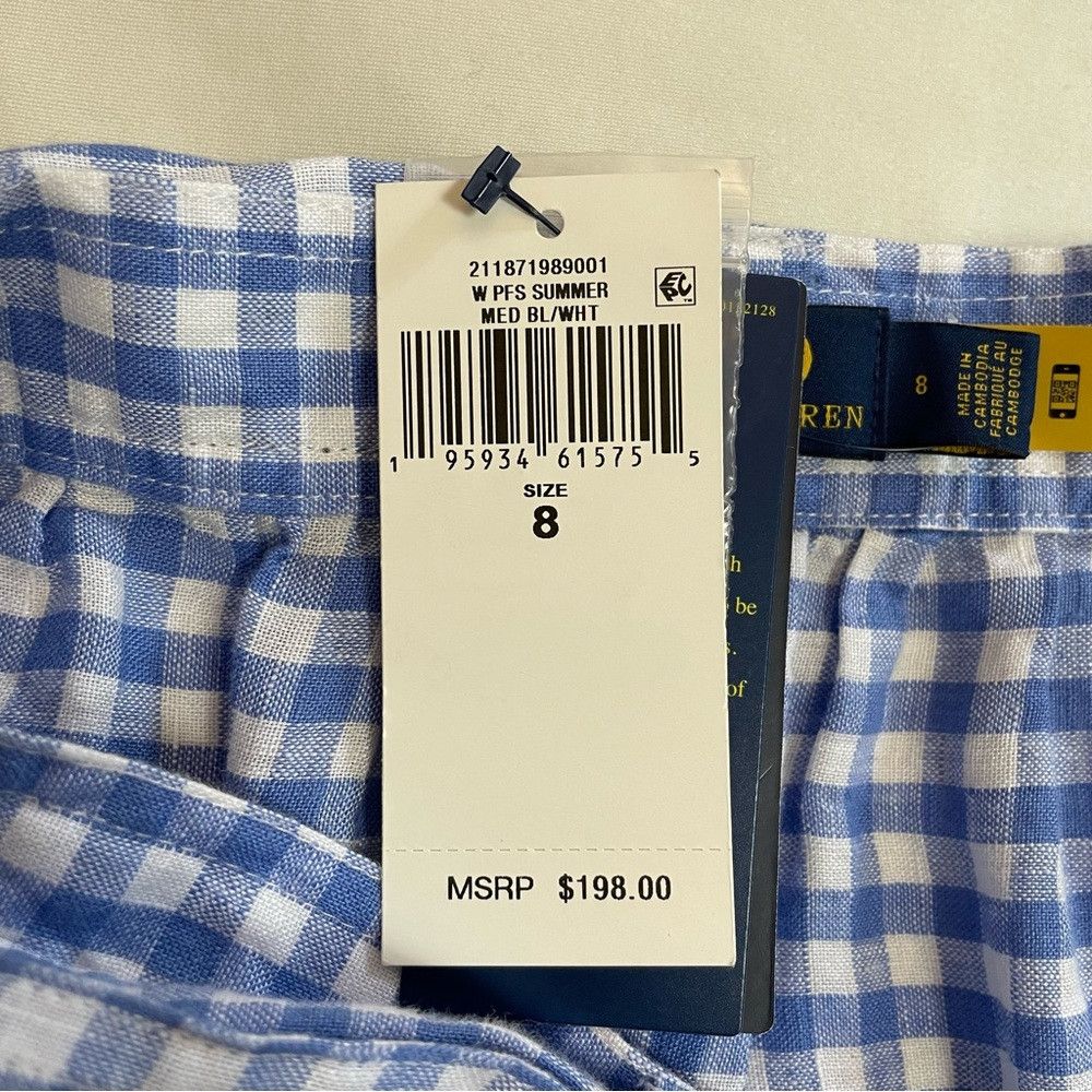 Polo Ralph Lauren NWT New $198 Polo Ralph Lauren Gingham Linen Tiered Midi Bl Size 30" / US 8 / IT 44 - 6 Thumbnail