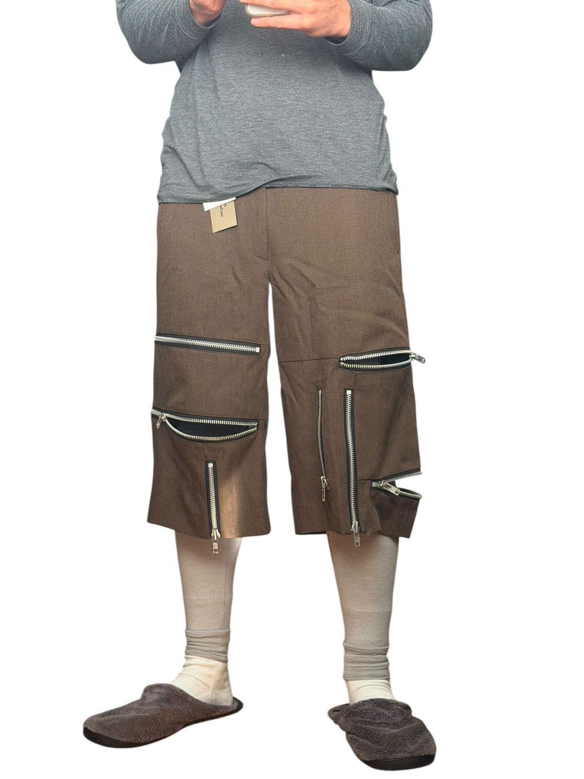 Comme des Garcons Homme Plus (XL) 2025 Brown Zip Detail Shorts Size US 34 / EU 50 - 5 Thumbnail