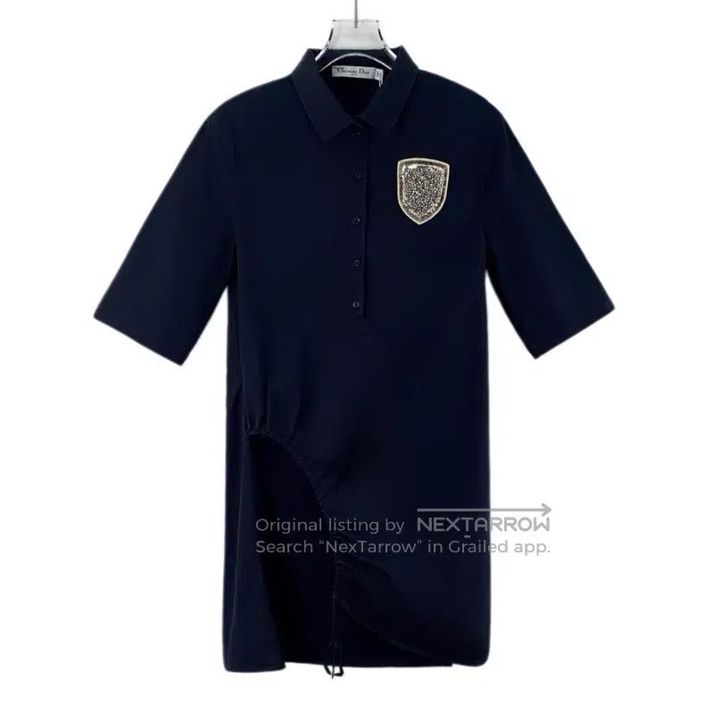 Dior Dior Dark blue badge diamond lapel short-sleeved dress Size XS / US 0-2 / IT 36-38 - 1 Thumbnail