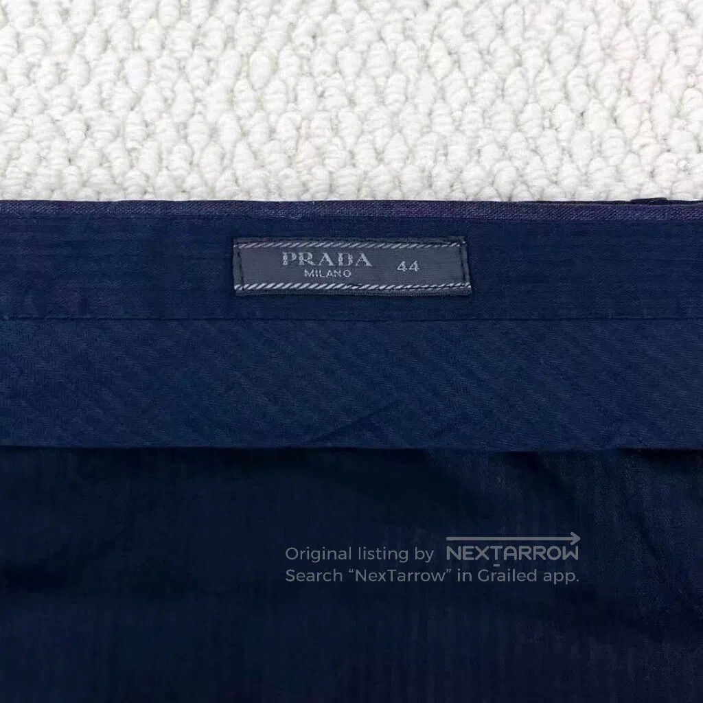 Prada Prada Navy Blue Back Pocket Tag Letter Logo Suit Trousers| Size US 28 / EU 44 - 3 Thumbnail