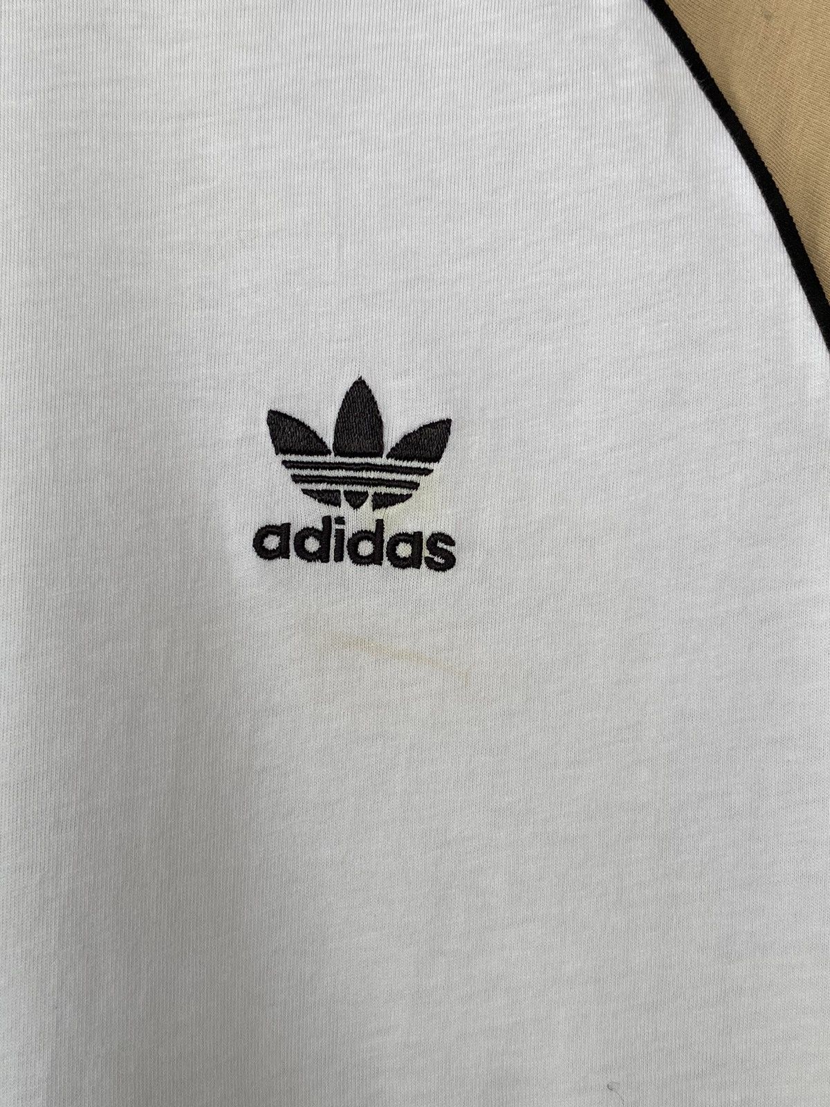 Adidas × Vintage Adidas Originals Logo White & Cream Stripe Tees Size US L / EU 52-54 / 3 - 8 Thumbnail
