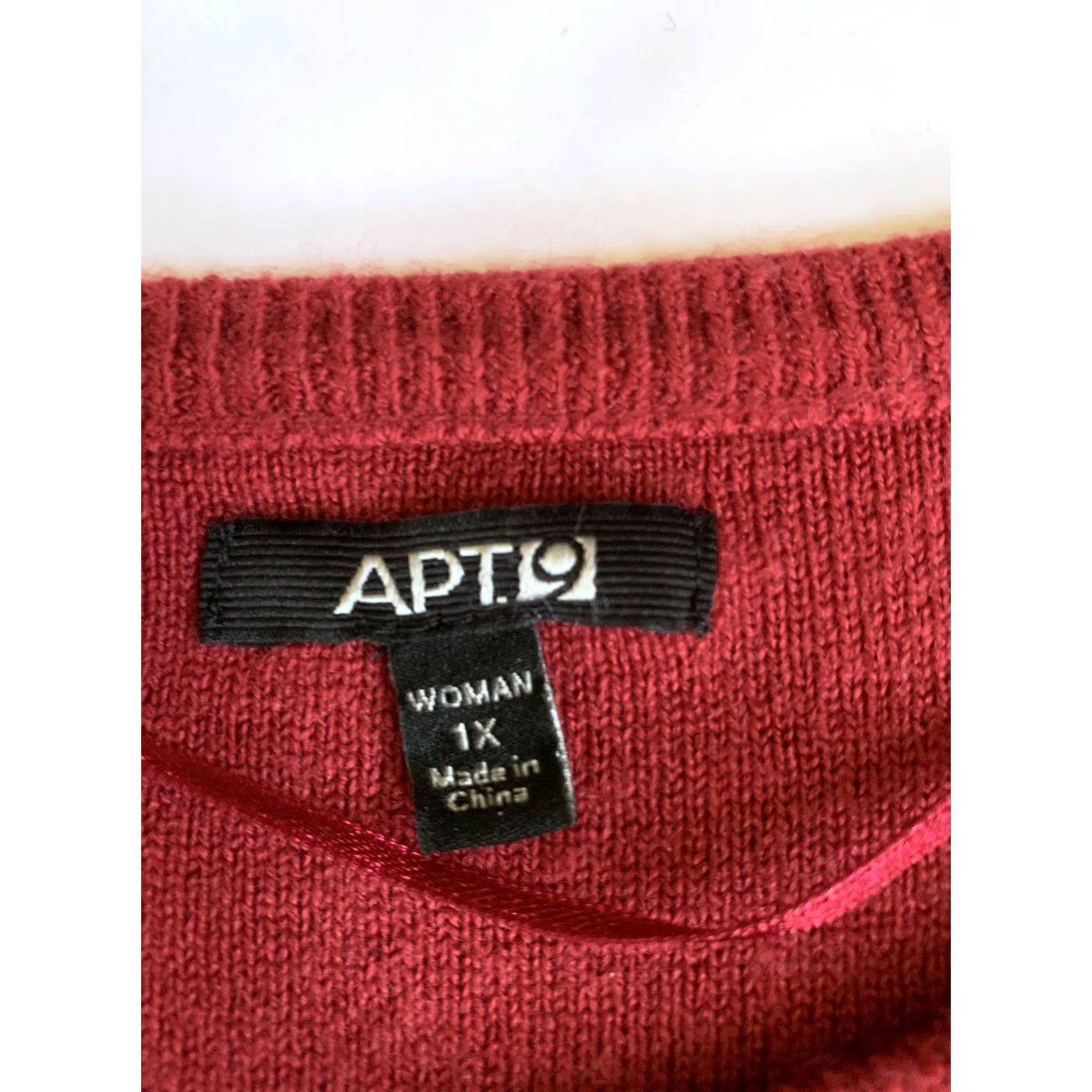 Apt. 9 Apt 9 Womens Tunic Sweater Round Neck Burgundy Studded 1X Long Sleeve Lightweight Knit Pullover Women Winter Style Mens Womens Girls Size XL / US 12-14 / IT 48-50 - 4 Thumbnail
