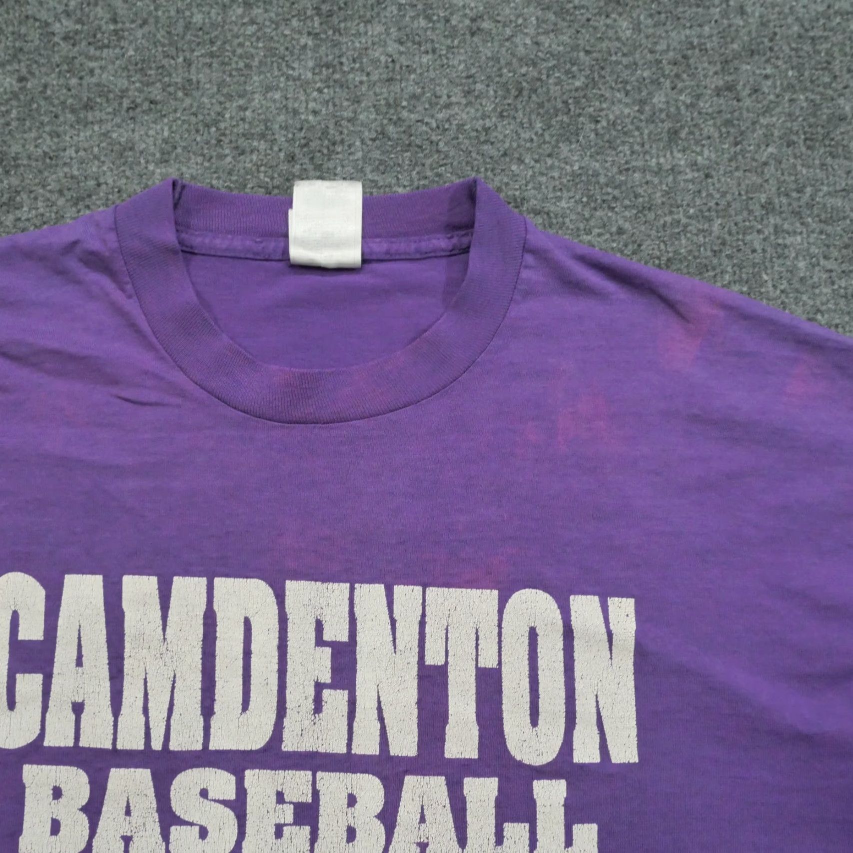 Vintage VINTAGE Baseball T Shirt Mens XL Purple 90s Camdenton Logo Graphic Print Crew Neck Short Sleeve Cotton Shirt Size US XL / EU 56 / 4 - 6 Thumbnail