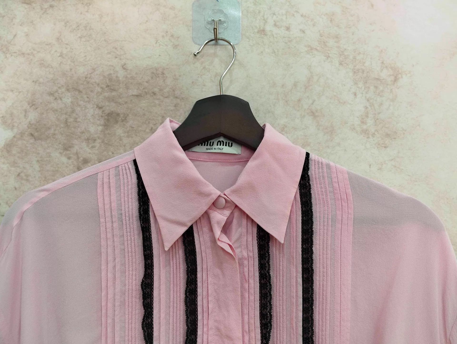 Miu Miu MIU MIU Collared Short Long-Sleeve Shirt Pink 36 Size XS / US 0-2 / IT 36-38 - 7 Thumbnail