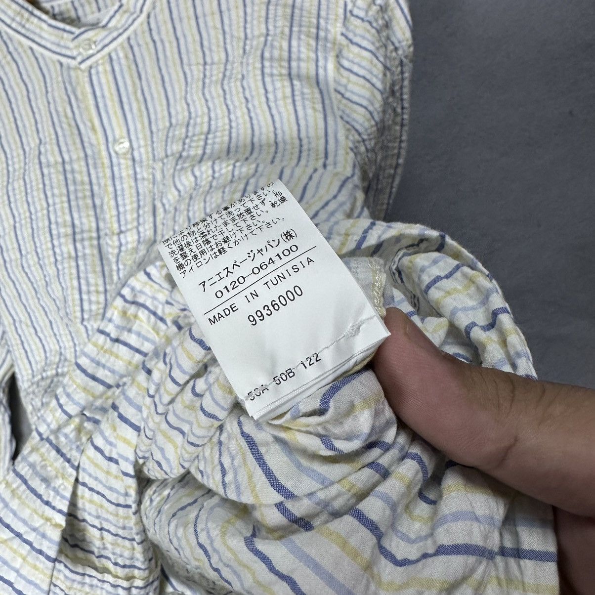 agnes b. Vintage Agnes B Homme Paris Stripe Band Collar Shirt Size XS / US 0-2 / IT 36-38 - 5 Thumbnail