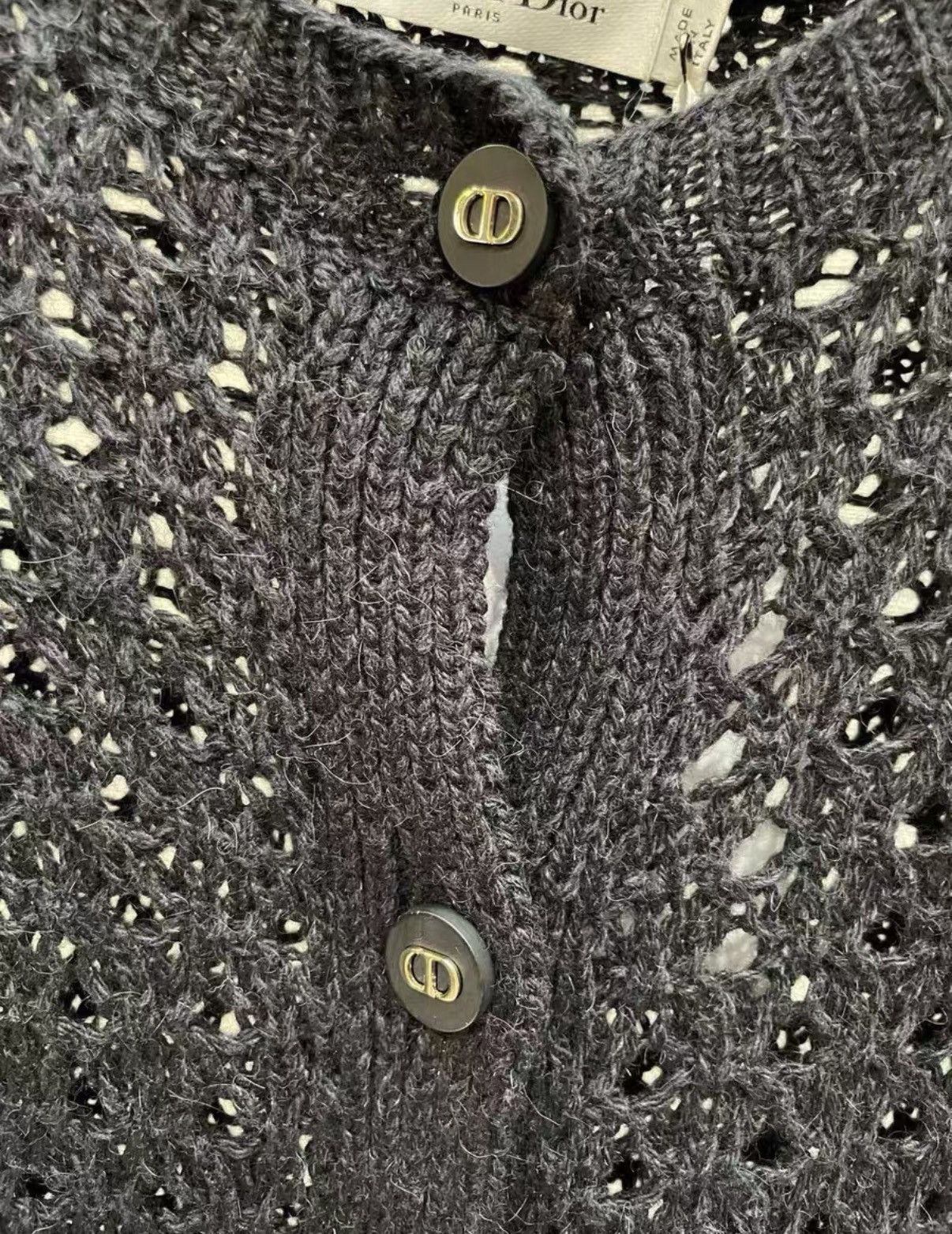 Dior Dior F38 Black Cutout Knit Cardigan Women's Sweater Coat J33 Size XS / US 0-2 / IT 36-38 - 3 Thumbnail