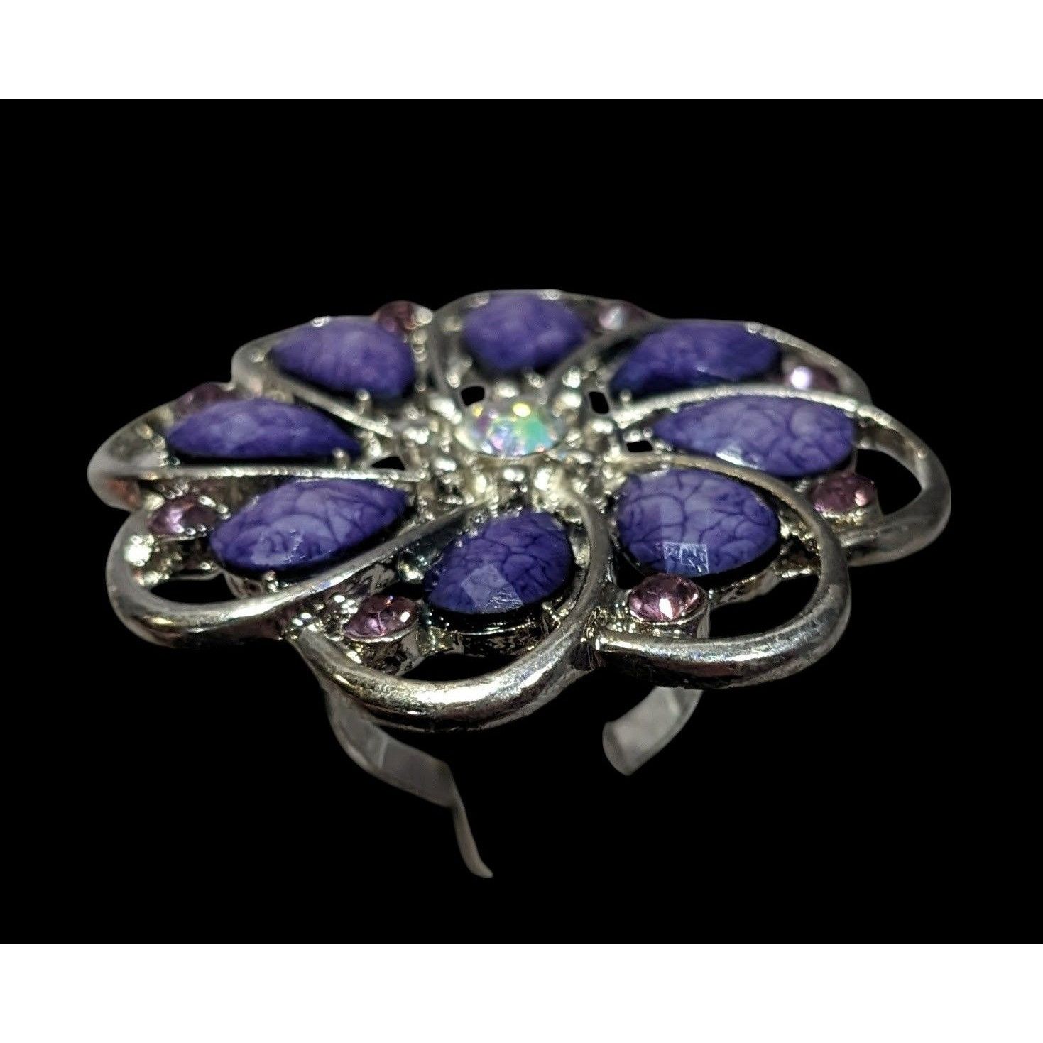 Other Fairycore Floral Gemmed Purple And Silver Tone Adjustable Ri Size ONE SIZE - 3 Thumbnail