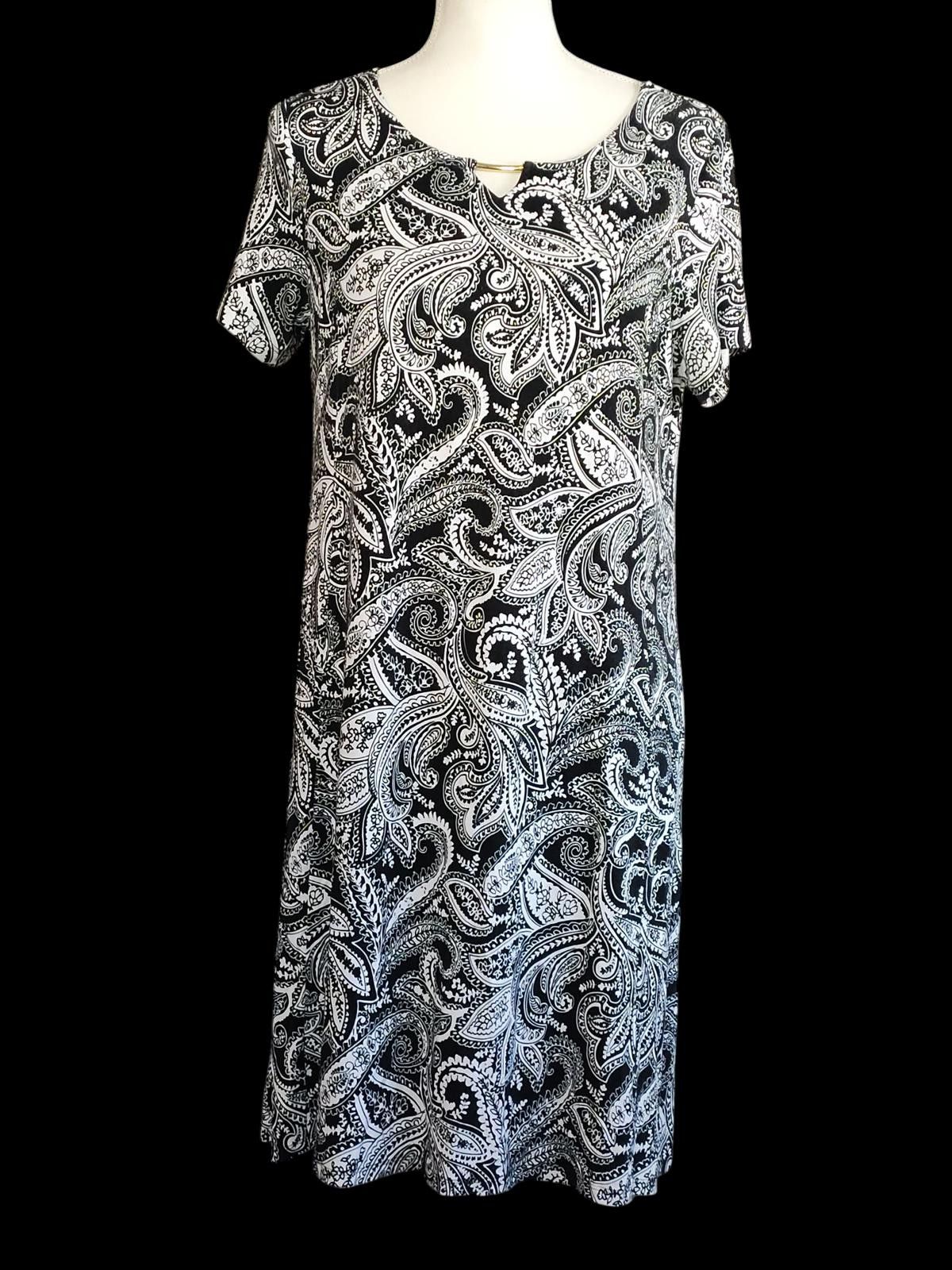 Other Kim Rogers Black and White Paisley Print Casual Dress Size S / US 4 / IT 40 - 3 Thumbnail