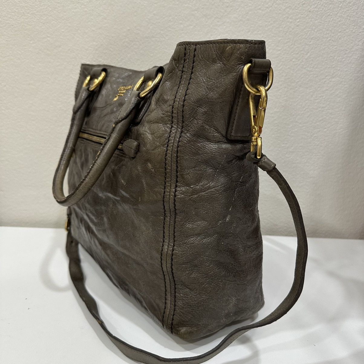 Prada PRADA LUCIDA VITELLO SHINE LETAHER TWO WAY TOTE BAG Size ONE SIZE - 5 Thumbnail