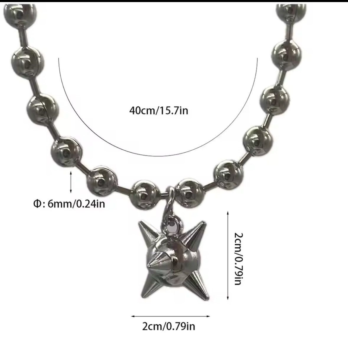 Other Gunge Aesthetic 6mm Beads Ball Chain Flail Charms Choker Size ONE SIZE - 5 Thumbnail