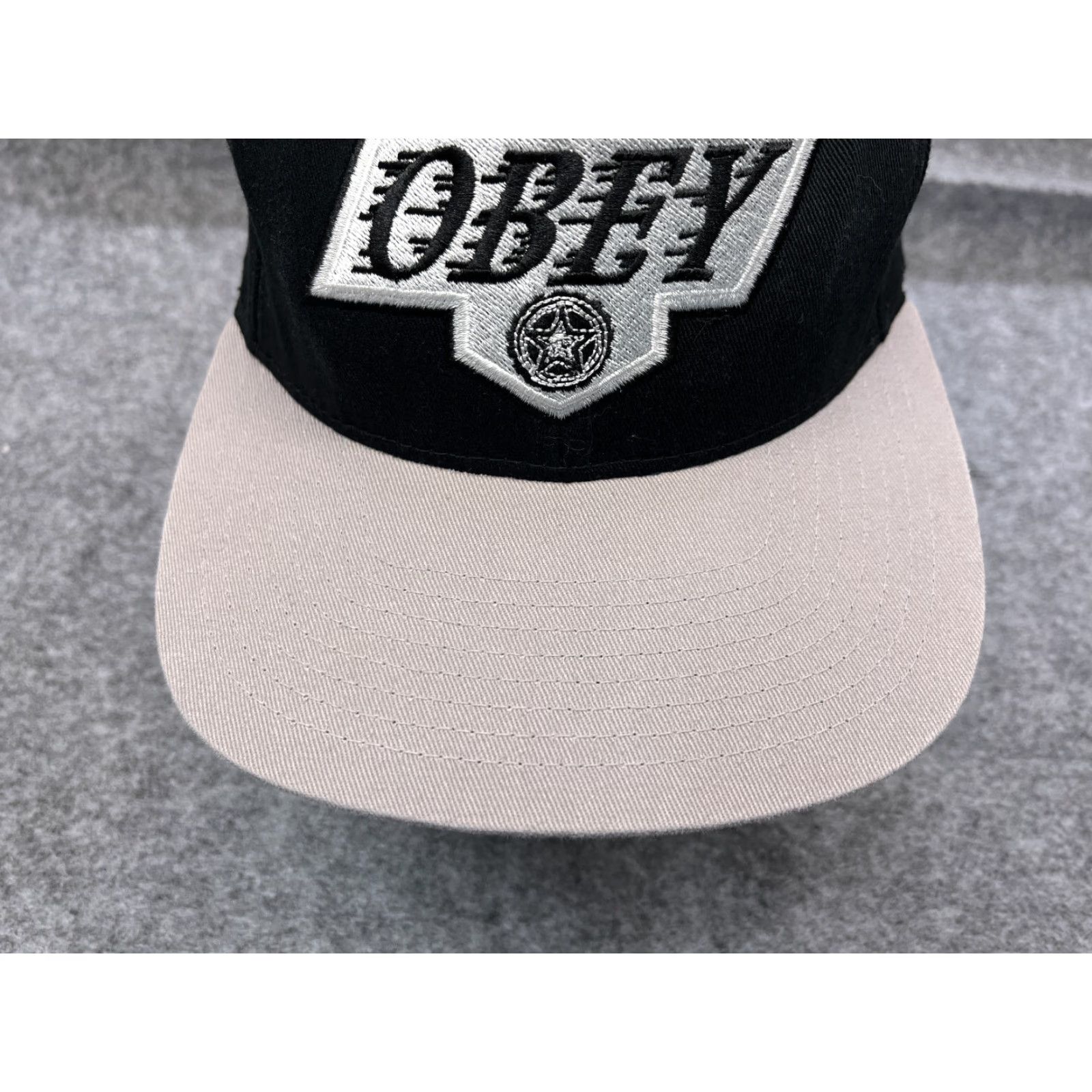Obey OBEY Hat Cap Snap Back Adult One Size Black Gray 100% Cotton Outdoors Twill Mens Shirt Size ONE SIZE - 3 Thumbnail