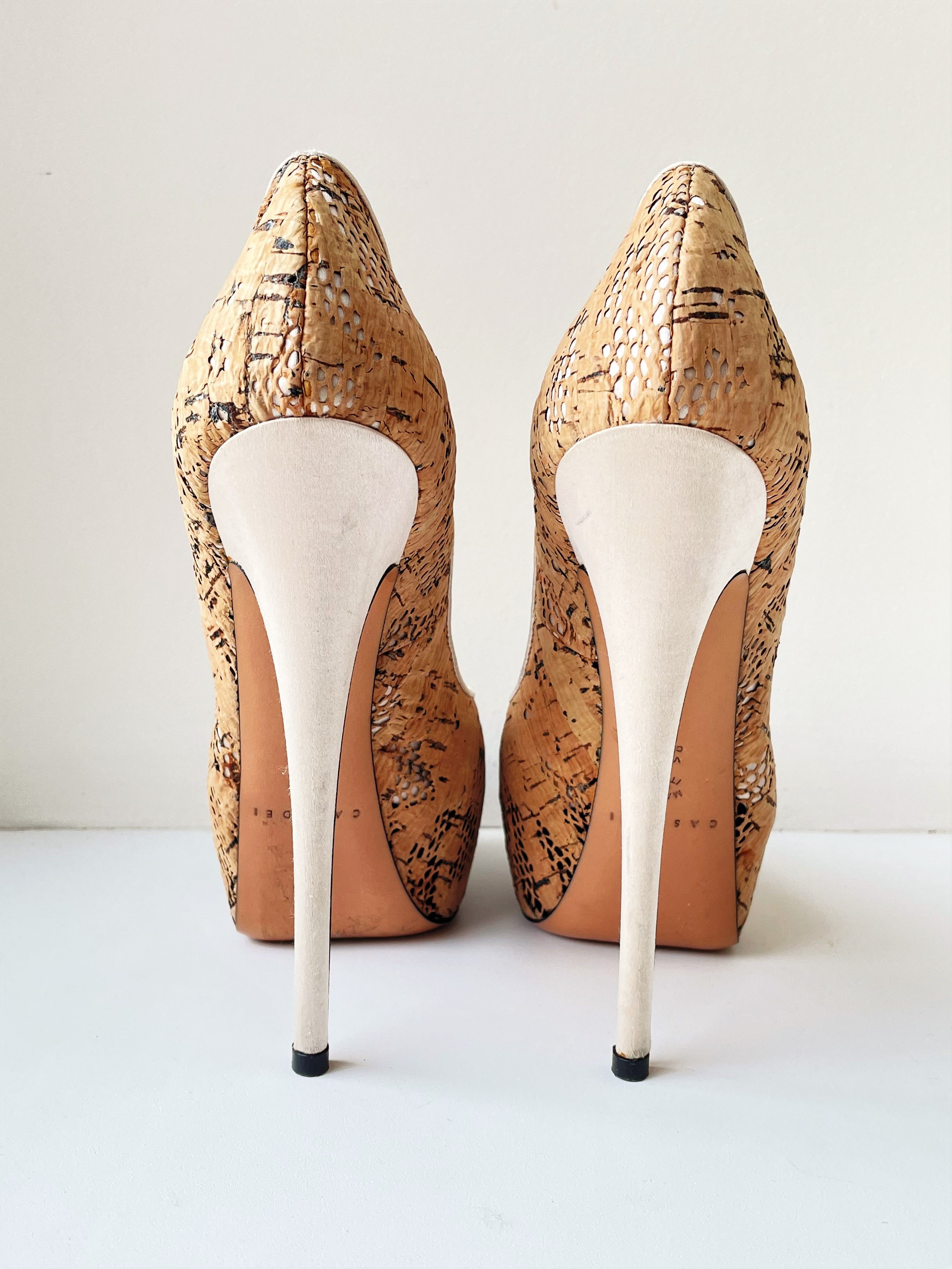 Casadei EUC Casadei 37 Women Stilettos Hidden Platform Satin Cap Toe Size US 7 / IT 37 - 7 Thumbnail