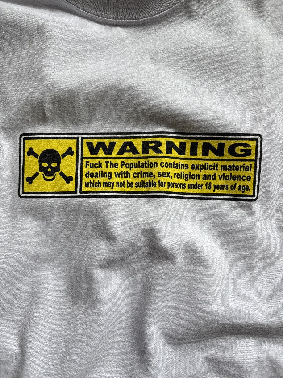Fuck The Population FTP (Fuck The Population) Warning Label Tee — White Size US L / EU 52-54 / 3 - 4 Thumbnail