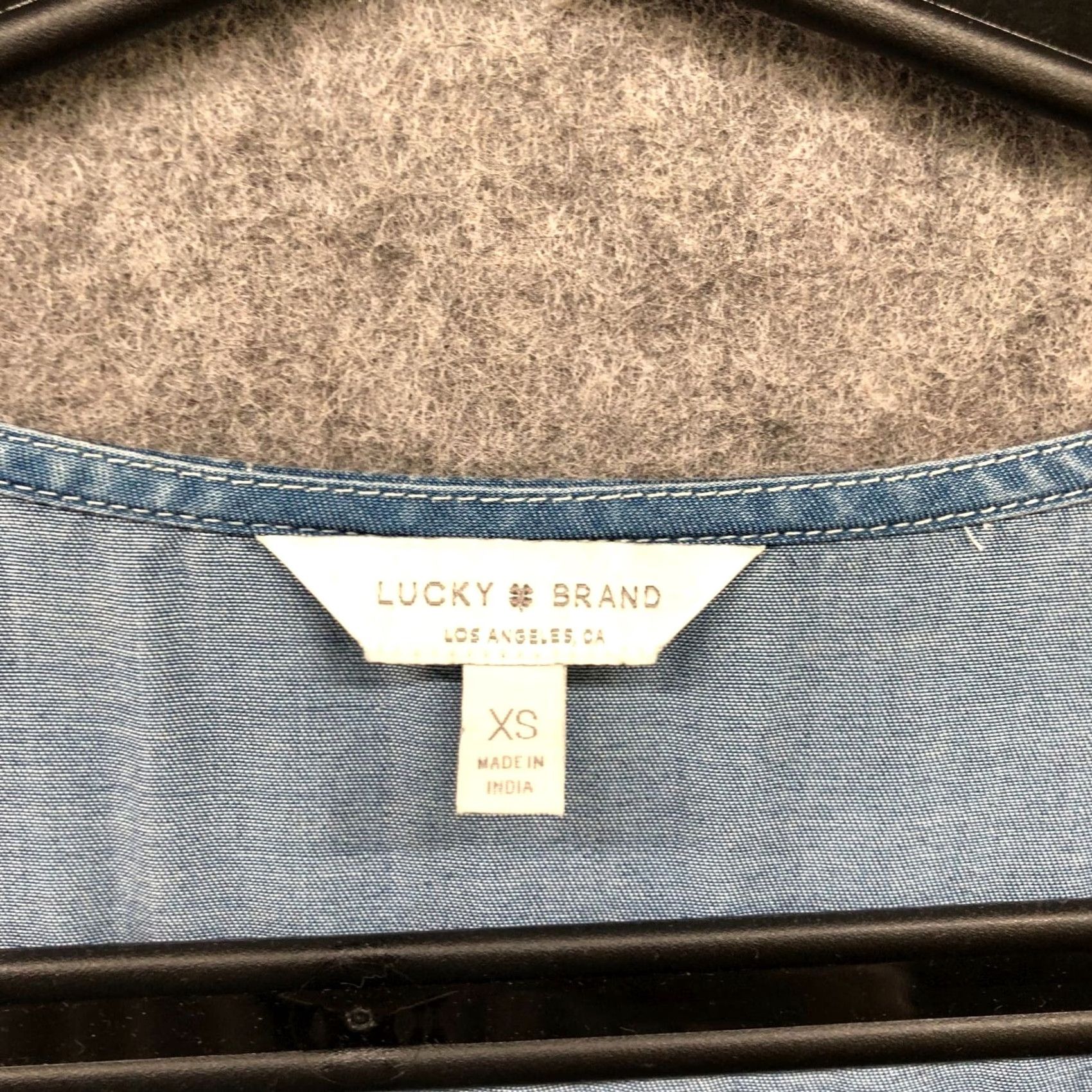 Lucky Brand Lucky Brand Chambray Dress Womens XS Blue Short Sleeve Lace Up Lyocell Mini Bohemian Slim Fit Casual Womens XS Size 26" / US 2 / IT 38 - 6 Thumbnail