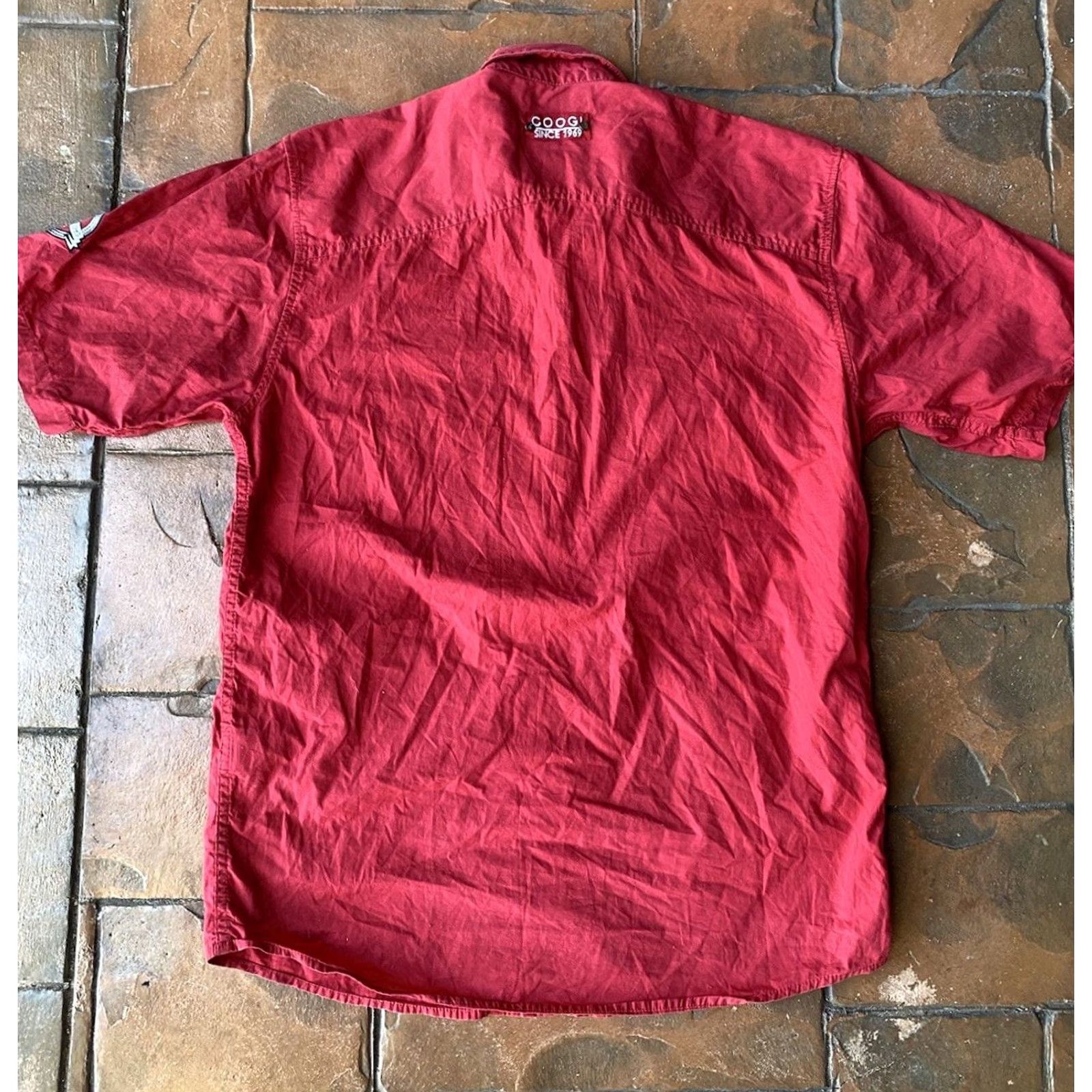Coogi VINTAGE COOGI Shirt Mens Large Red Hip Hop Pocket Work Button-Up Short Sleeve Collared Size US L / EU 52-54 / 3 - 4 Thumbnail