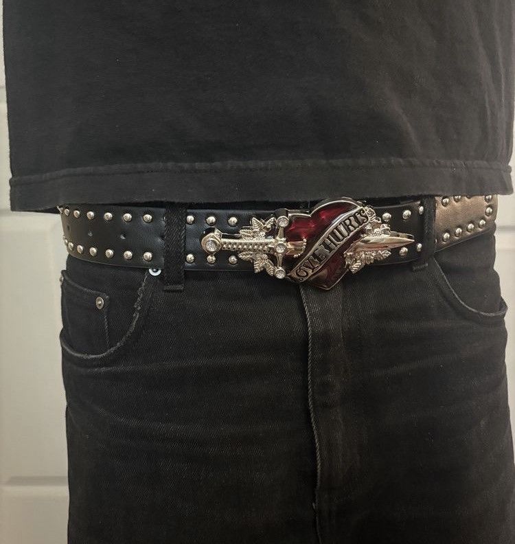 Japanese Brand Y2k sword heart red style belt Size 32 - 2 Thumbnail
