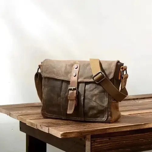 Canvas Bag Men's Casual Messenger Bag in Brown