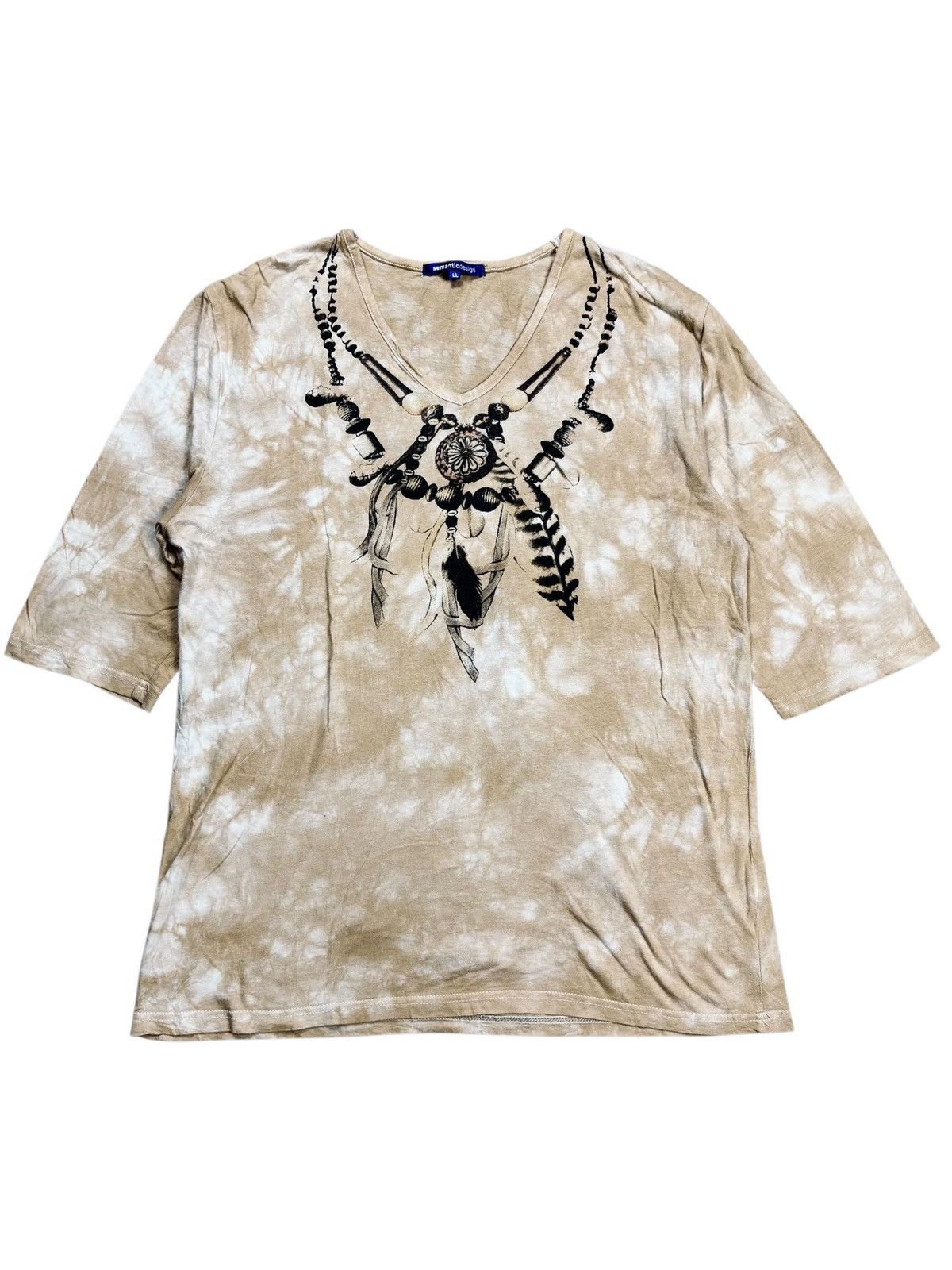 KMRii 2000s Semantic Design - Printed Ethnic Necklace V Neck Tee Size US M / EU 48-50 / 2 - 1 Thumbnail
