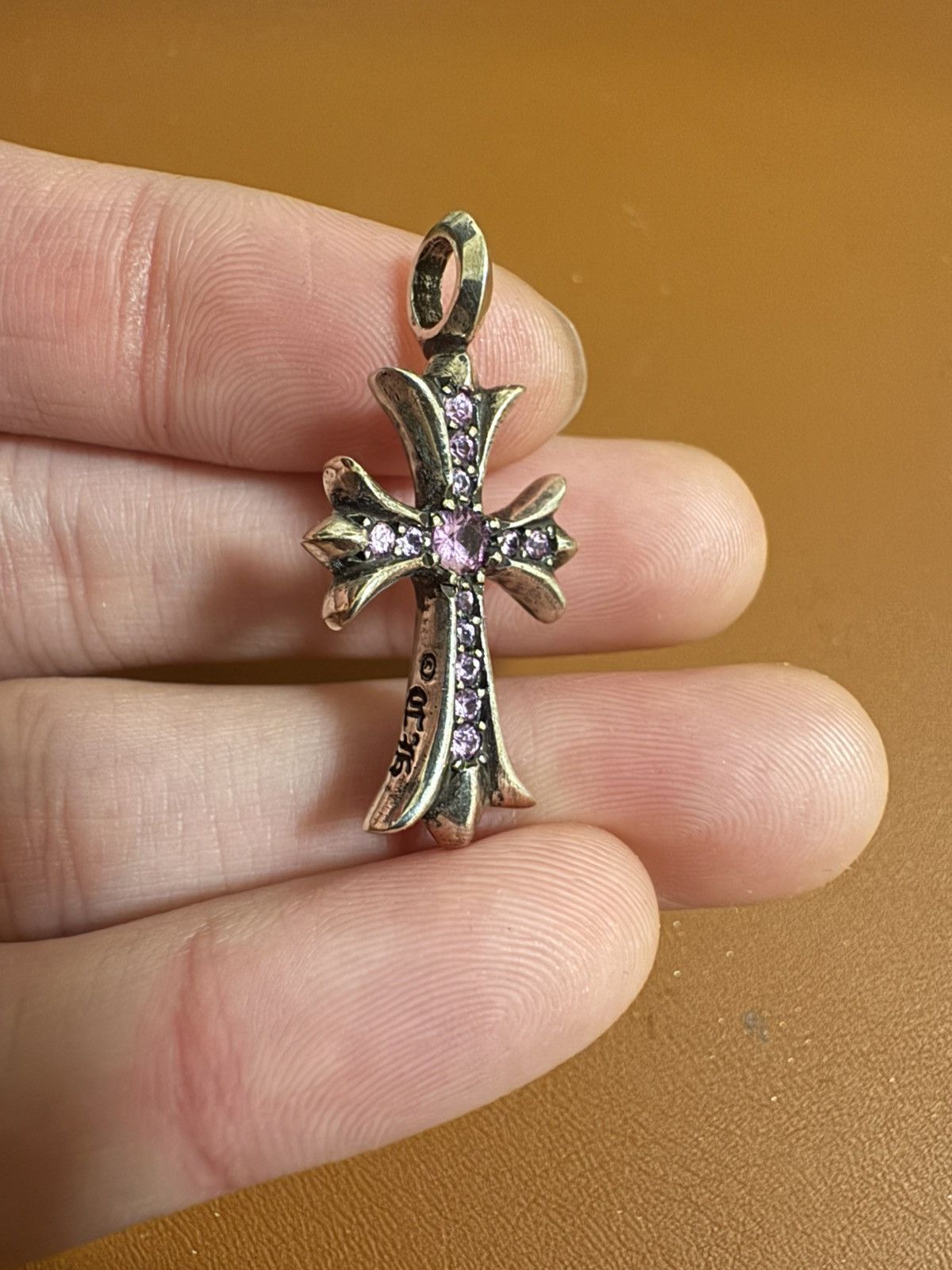 Chrome Hearts Brand New Chrome Hearts Tiny Cross Pave Pink Sapphire Size ONE SIZE - 5 Thumbnail