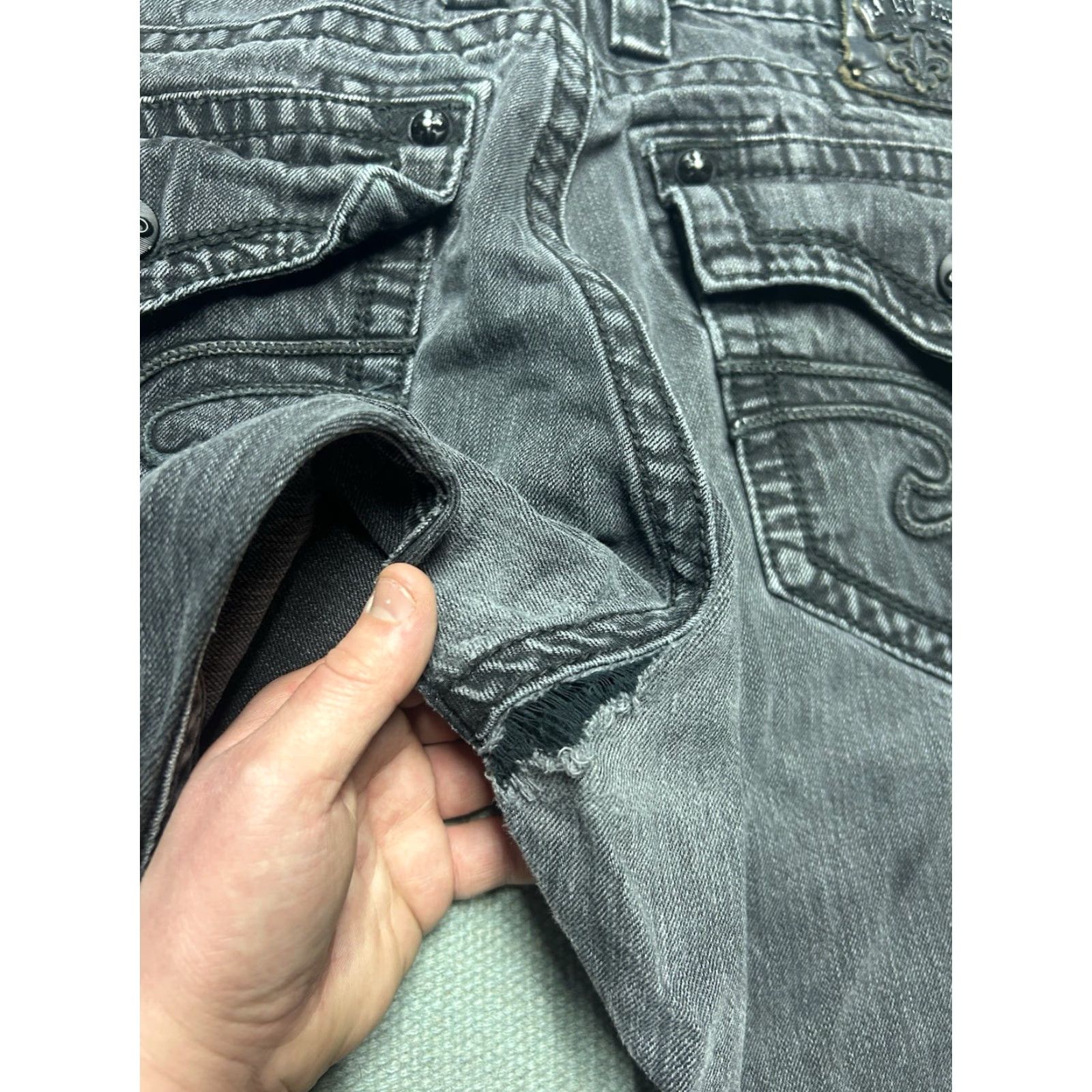Vintage Rock Revival Rock Revival Steven straight jeans faded black embroidered grunge men’s 40x32 Size US 40 / EU 56 - 4 Thumbnail