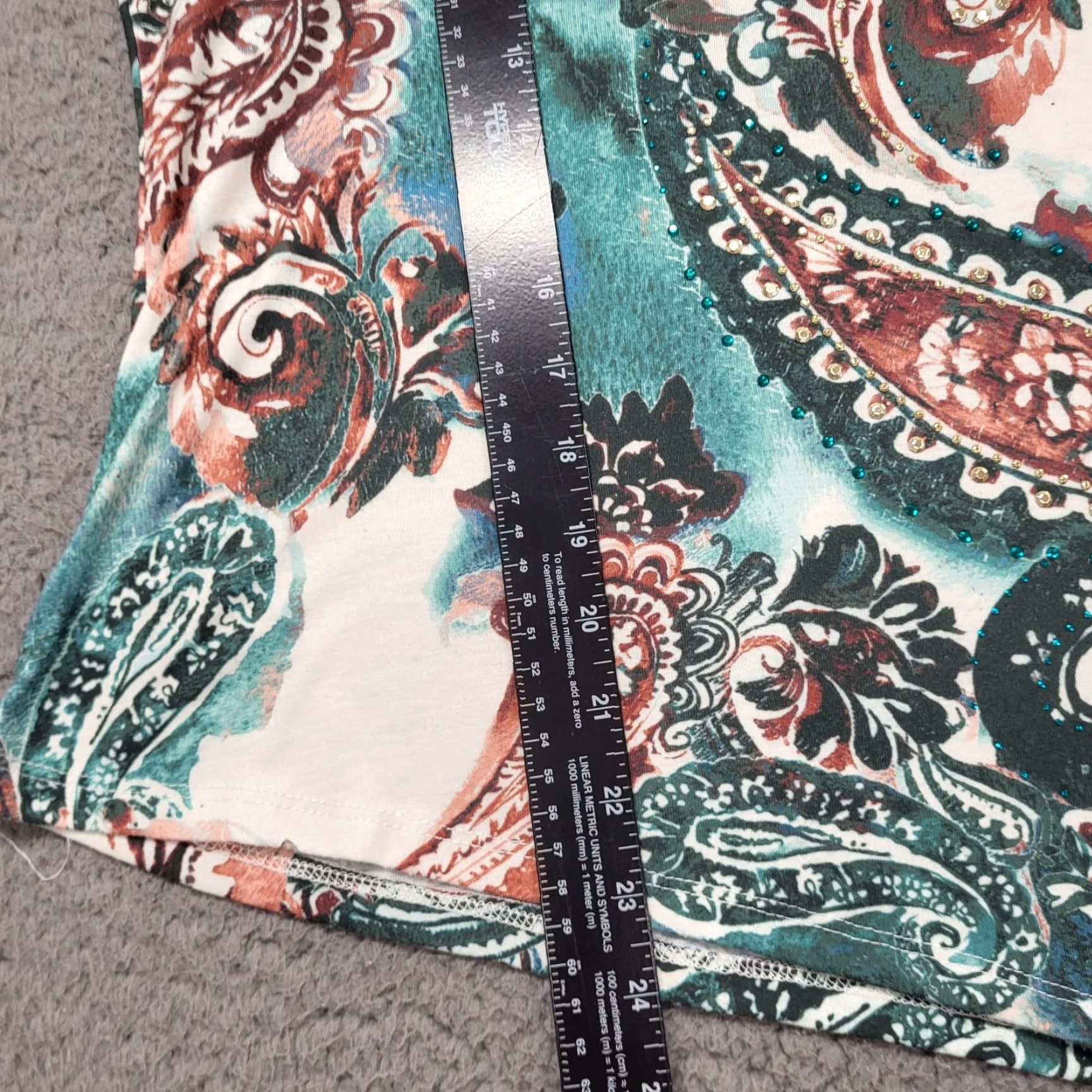 Vintage Allison Daley Blouse Petite PM Turquoise Pink Paisley Asymmetric Hem 3/4 Sleeve Size M / US 6-8 / IT 42-44 - 4 Thumbnail