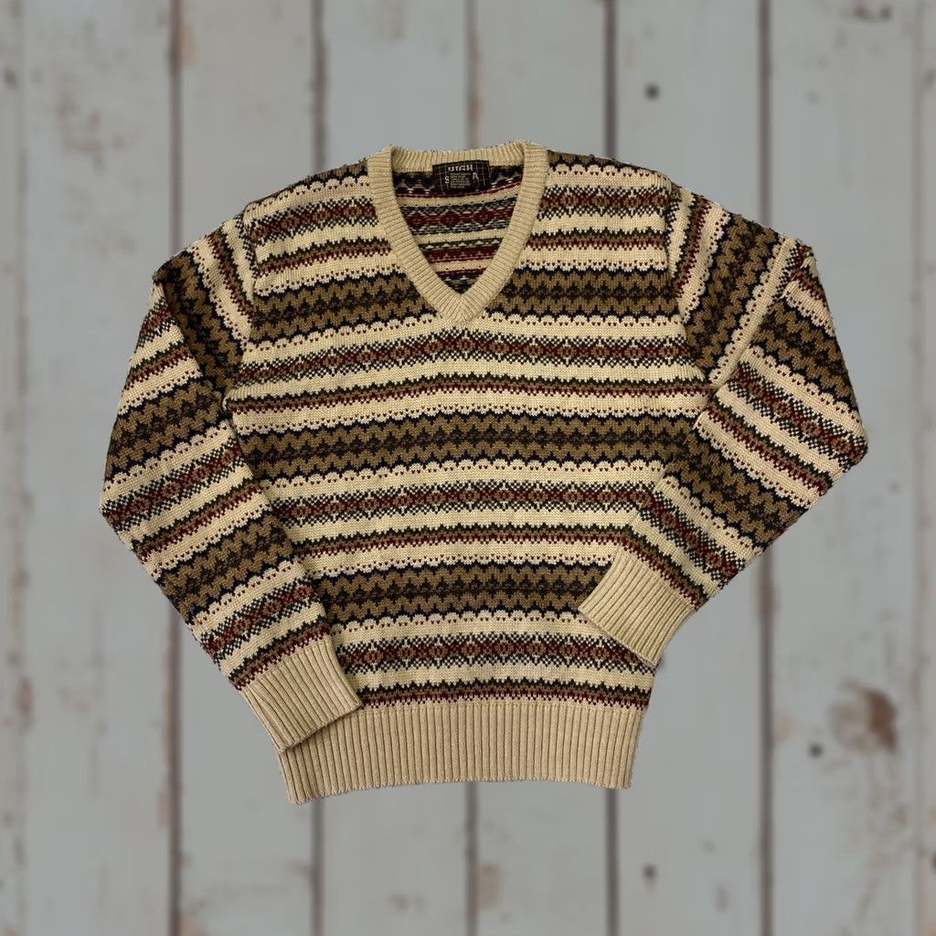High Sierra VINTAGE High Sierra by Mervyn's Mens Knit Sweater Size Large Brown Striped 90s Crew Neck Pullover Size US L / EU 52-54 / 3 - 1 Thumbnail