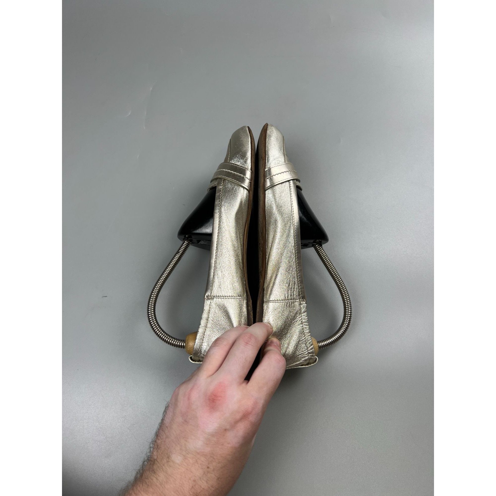 Gucci Gucci Interlocking G Silver Leather Ballet Flats (Y1006) Size US 9.5 / IT 39.5 - 8 Thumbnail
