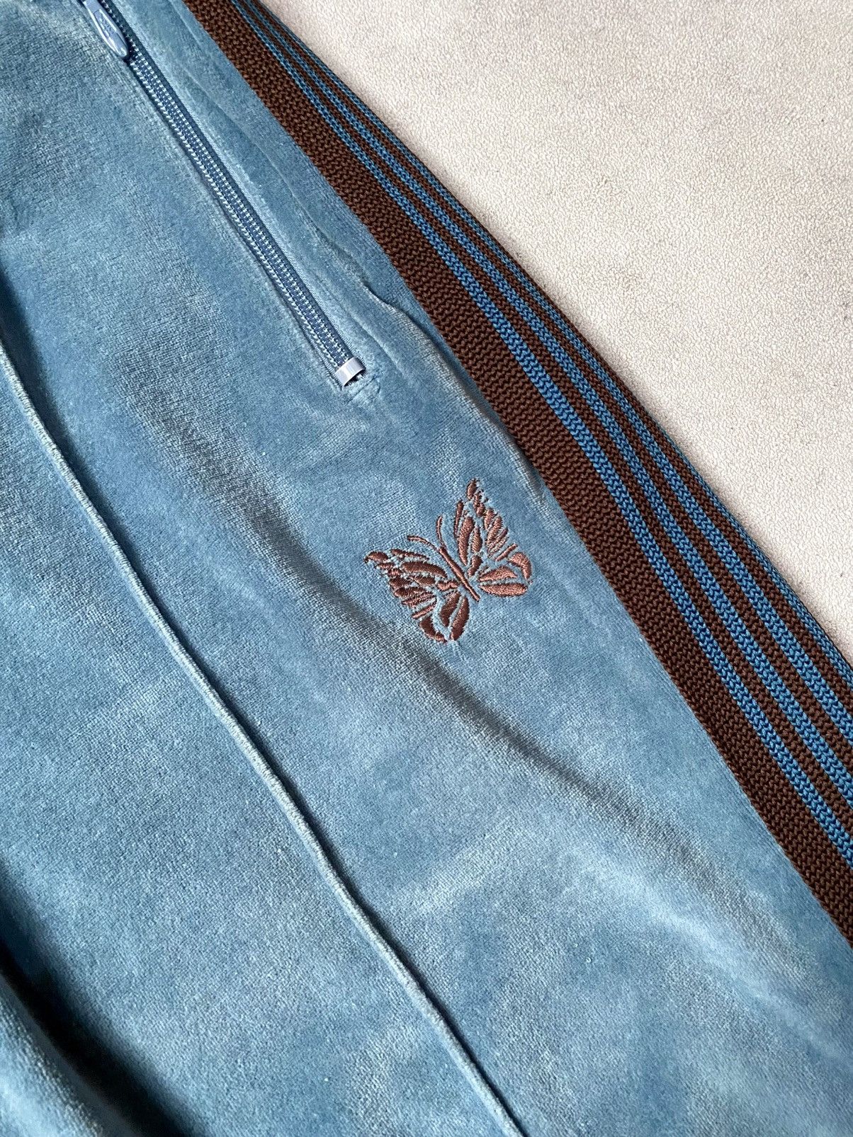 Needles NEEDLES NARROW LOGO, EMBROIDERED, BLEND VELOUR TRACK PANTS Size US 35 - 10 Thumbnail