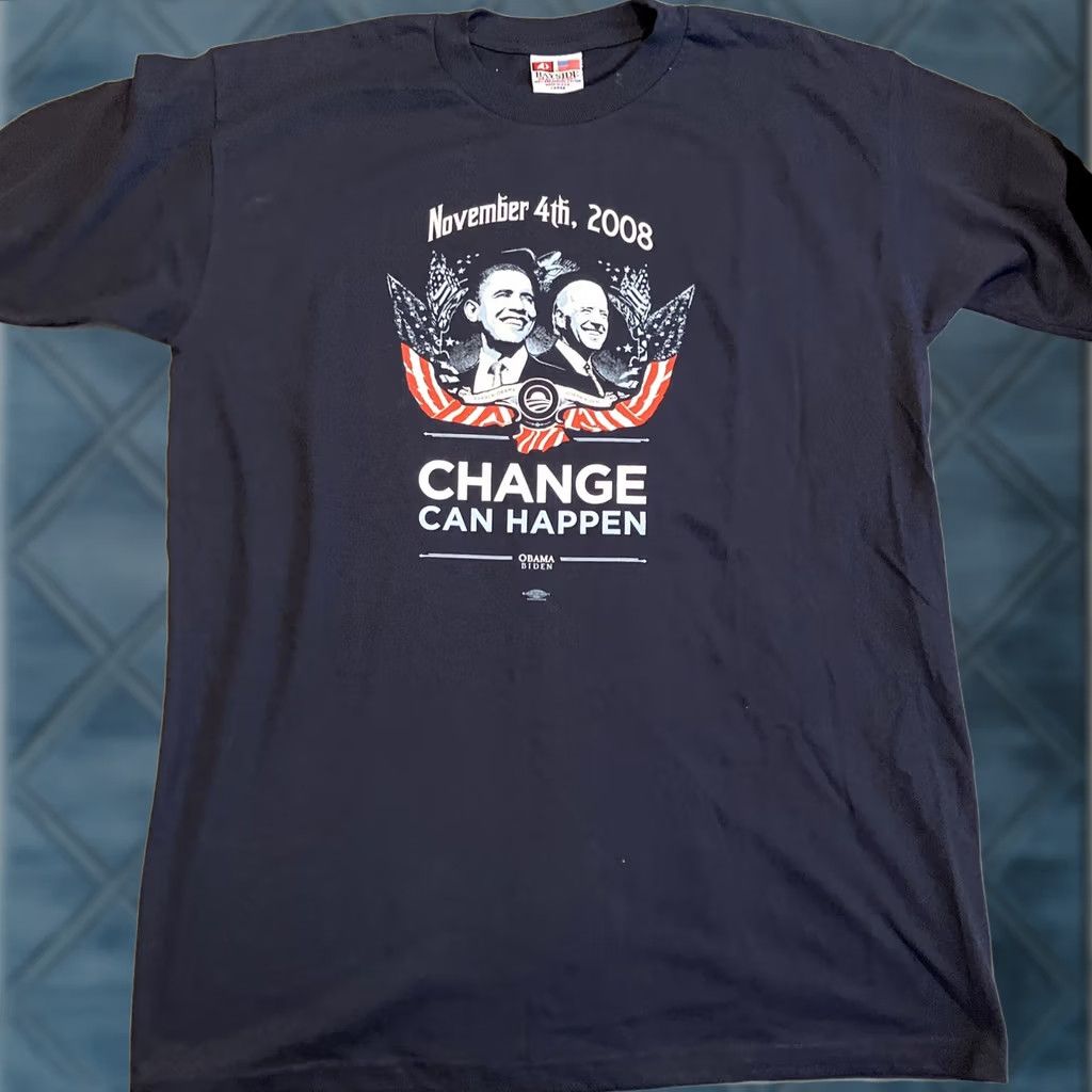 Vintage Barack Obama Joe Biden Campaign T Shirt L Blue NWOT 2008 Change Can Happen Men Size US L / EU 52-54 / 3 - 1 Thumbnail
